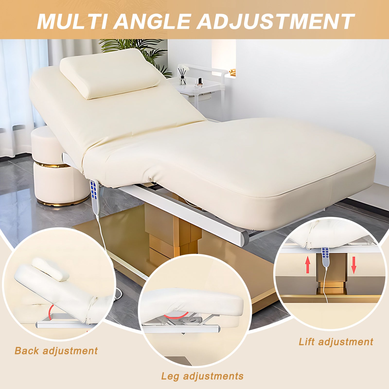 Electric Massage Table with White Minimalist Style Includes One-Touch Heating