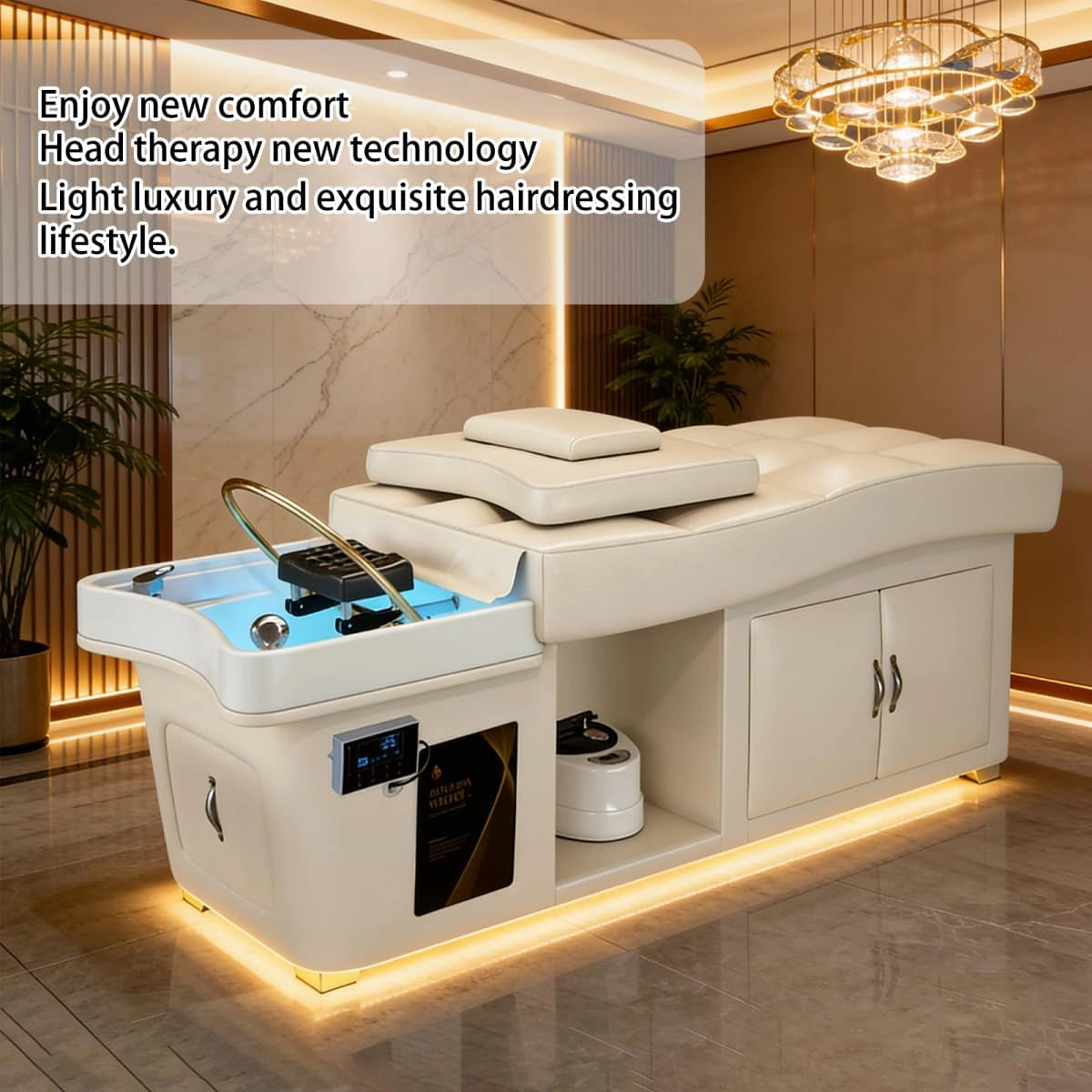 White Head SPA Shampoo Bed Includes Steam Therapy LXT1065