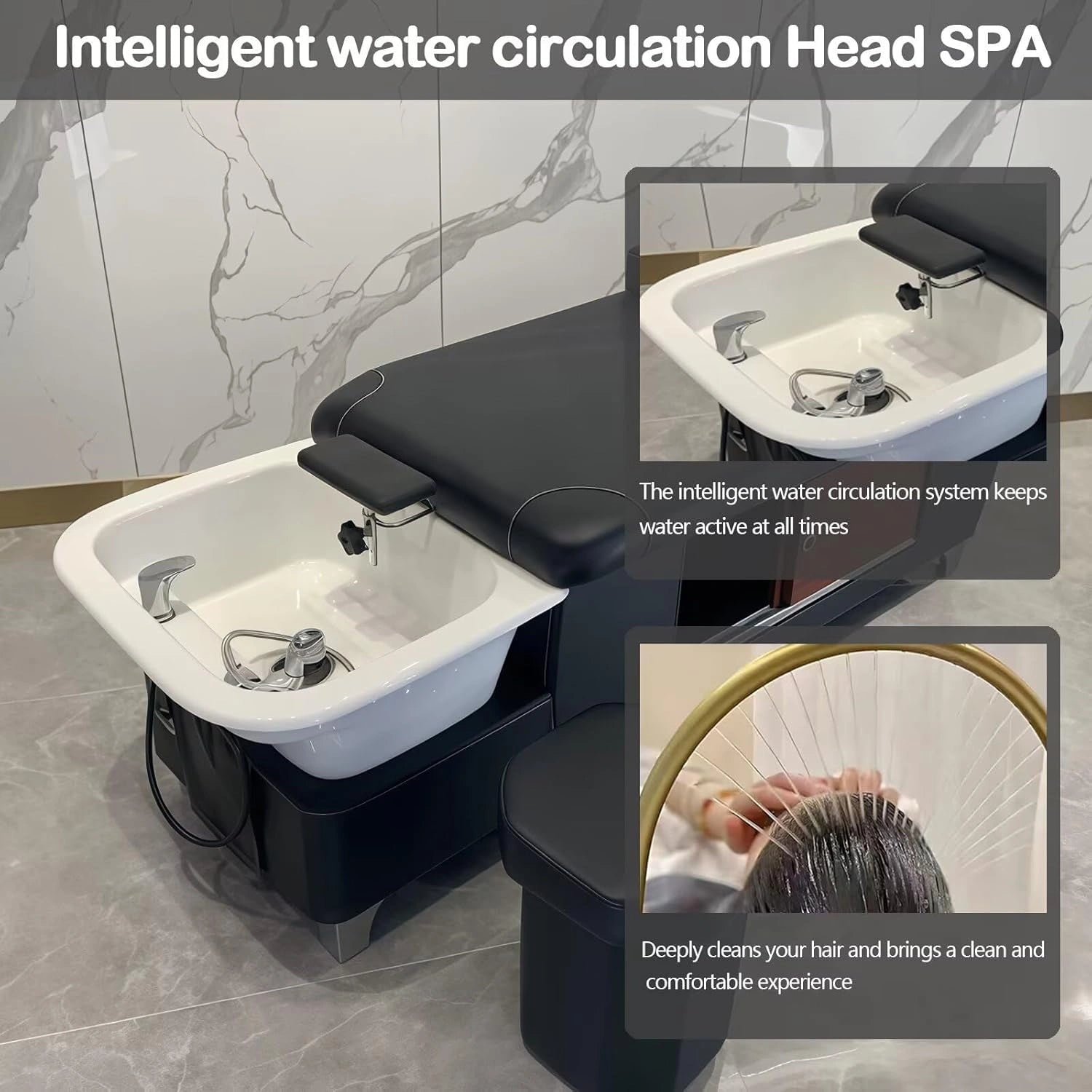 Black Head SPA Shampoo Bed Includes Steam Therapy LXT1080