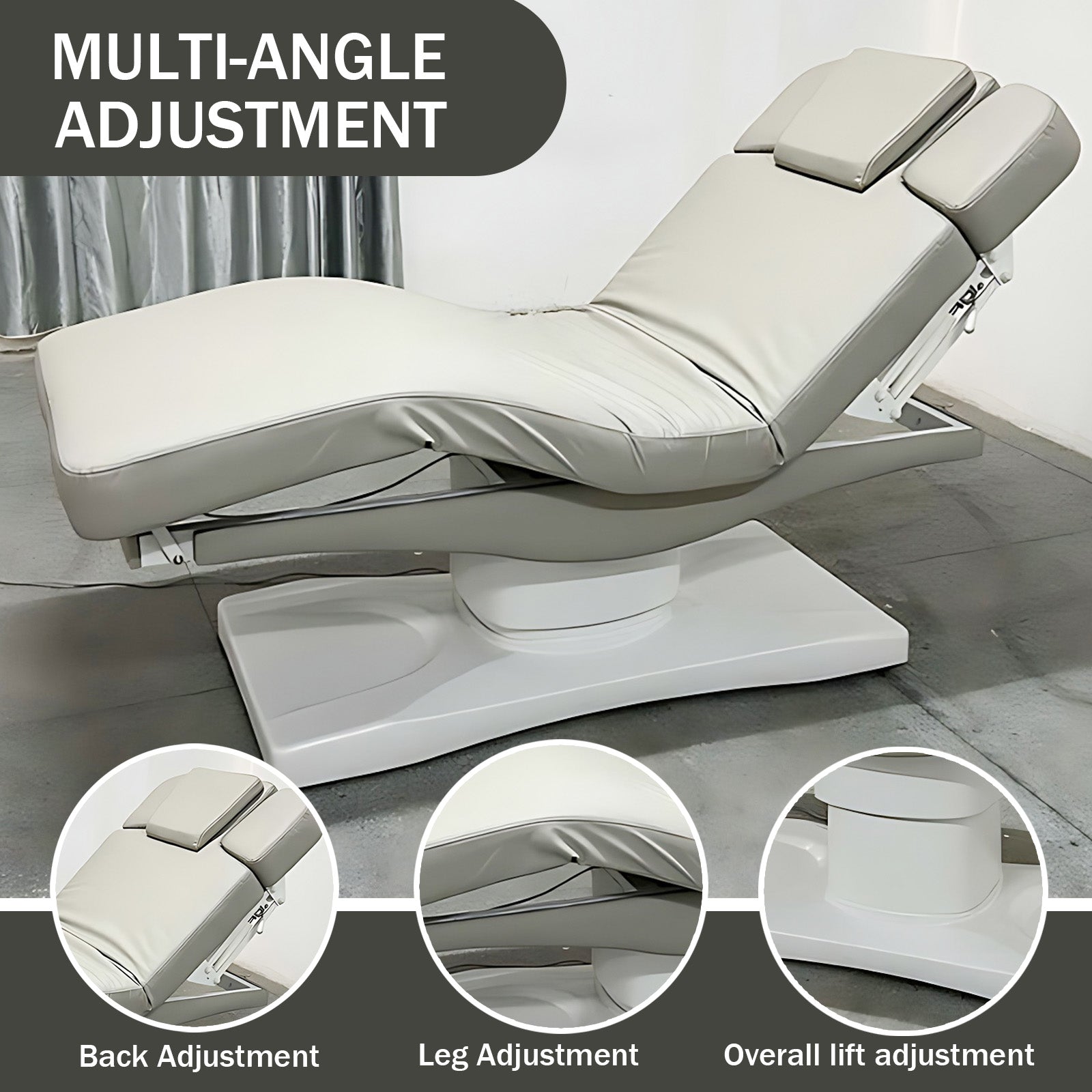 Grey Massage Table Spa Treatment Table with Multifunctional Lifting Adjustment & Comfortable Headrest