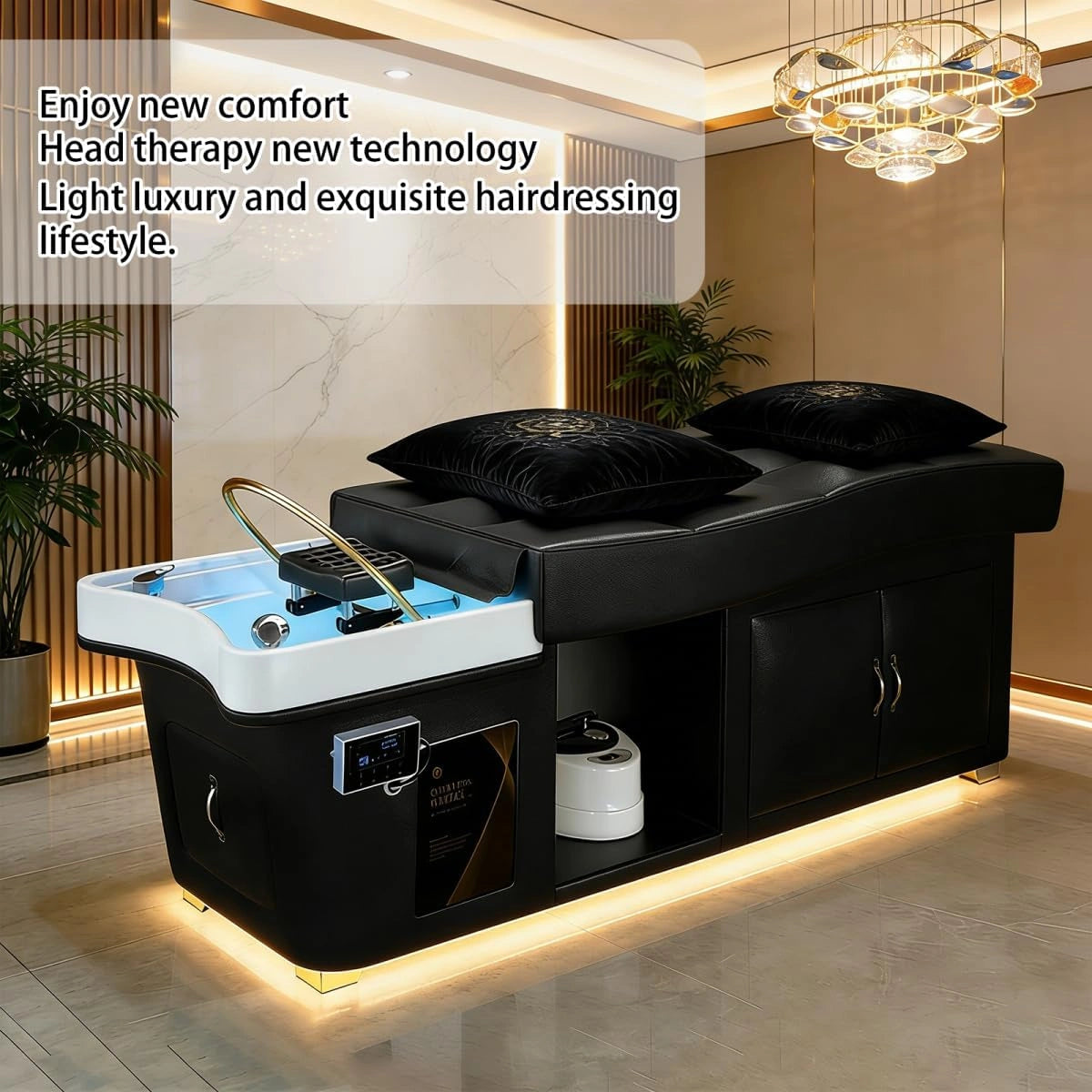 Head SPA Black Shampoo Bed with Modern Color Design LXT1072