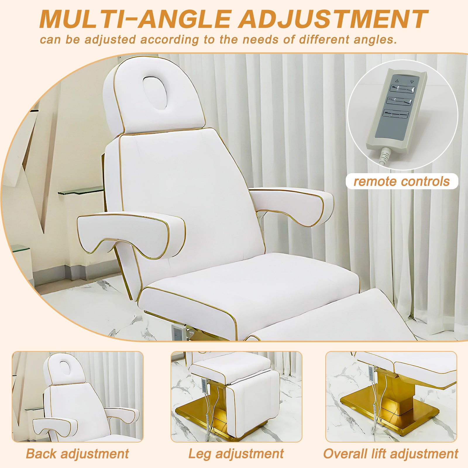 Electric Massage Table Spa Beauty Bed Includes Headrest and Armrest for Beauty Salon