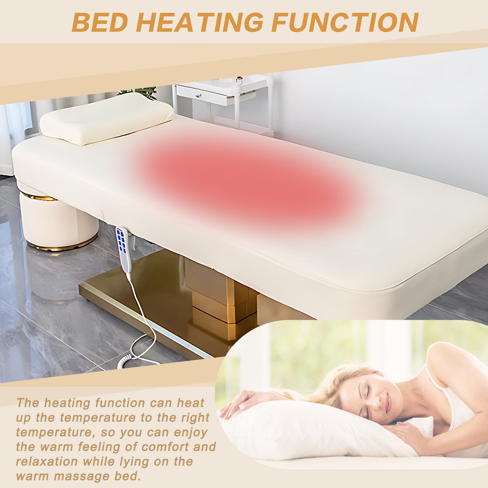 Electric Massage Table with White Minimalist Style Includes One-Touch Heating