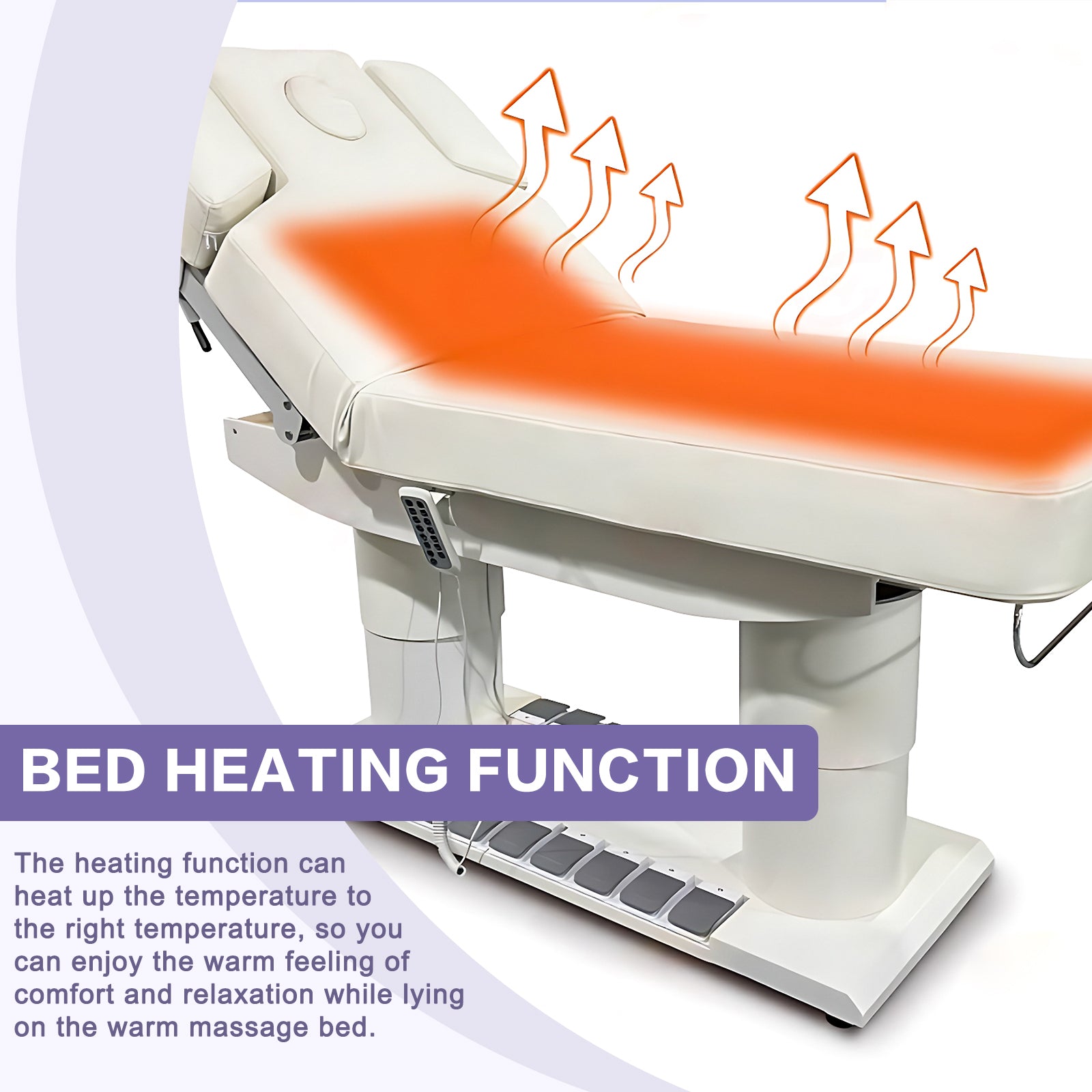 Massage Table Facial Beauty Bed Includes Adjustable Angle and Height Heating Function