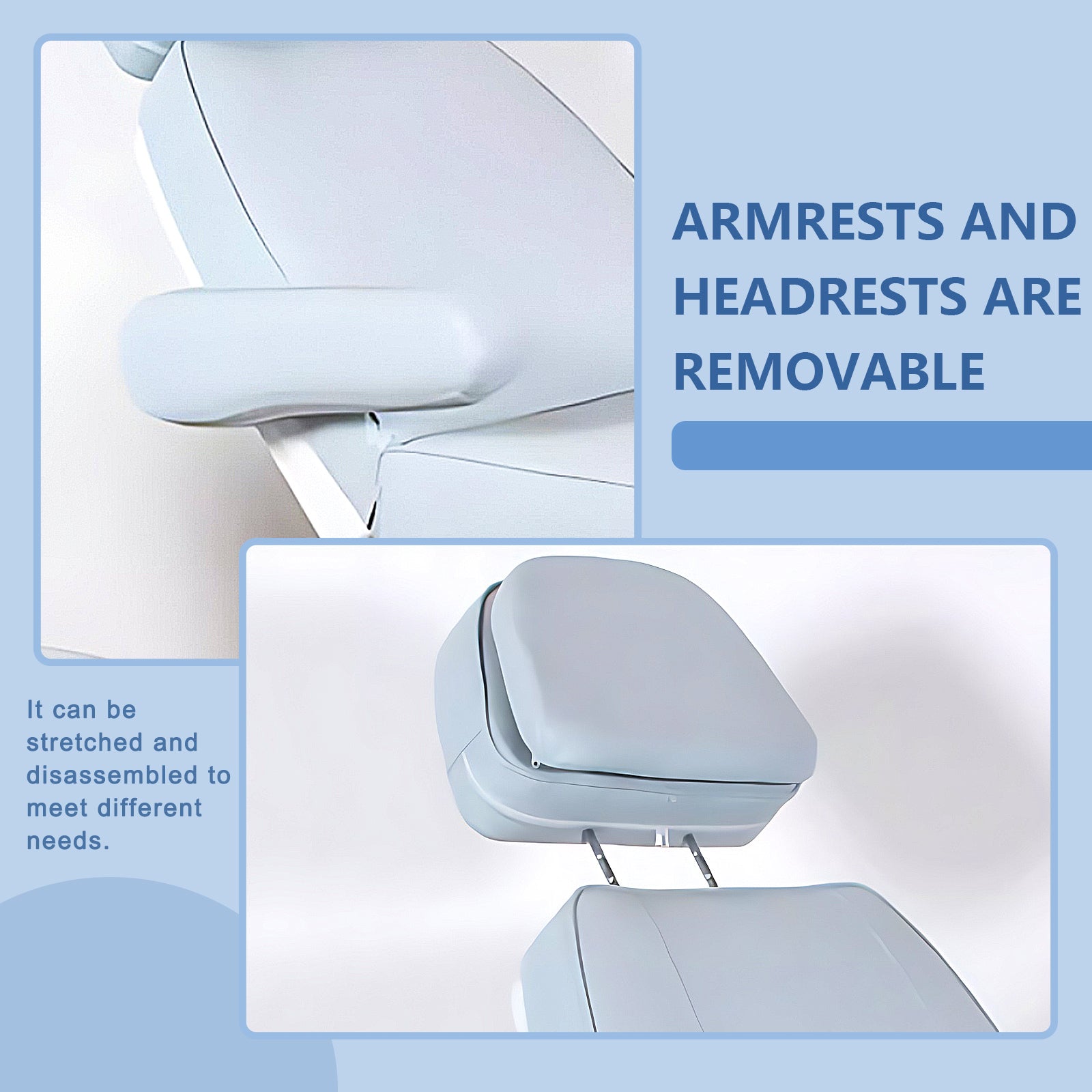 Electric Massage Table Leather with Headrest and Armrest are Removable