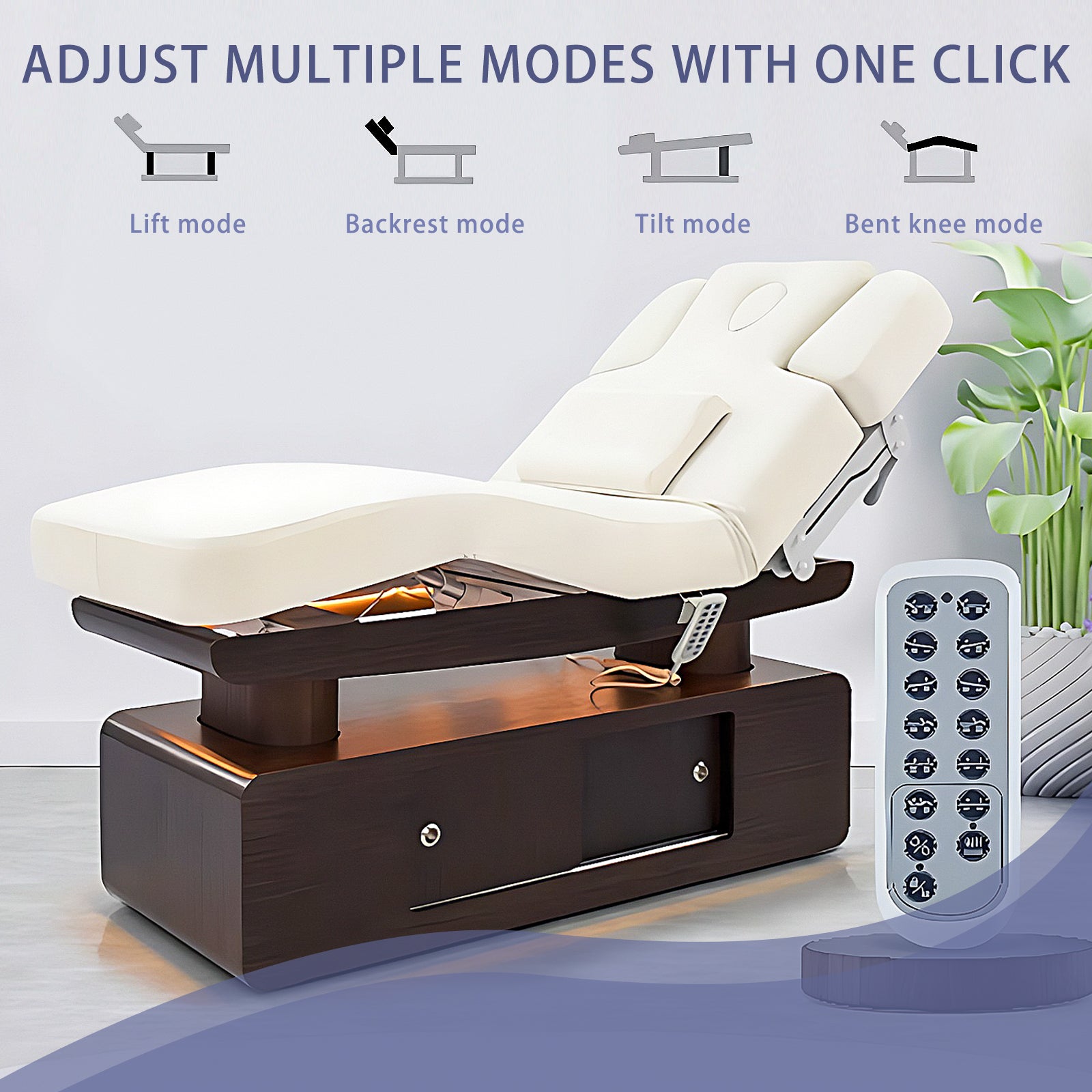 Electric Double Pole Lifting Spa Massage Table with Cabinet