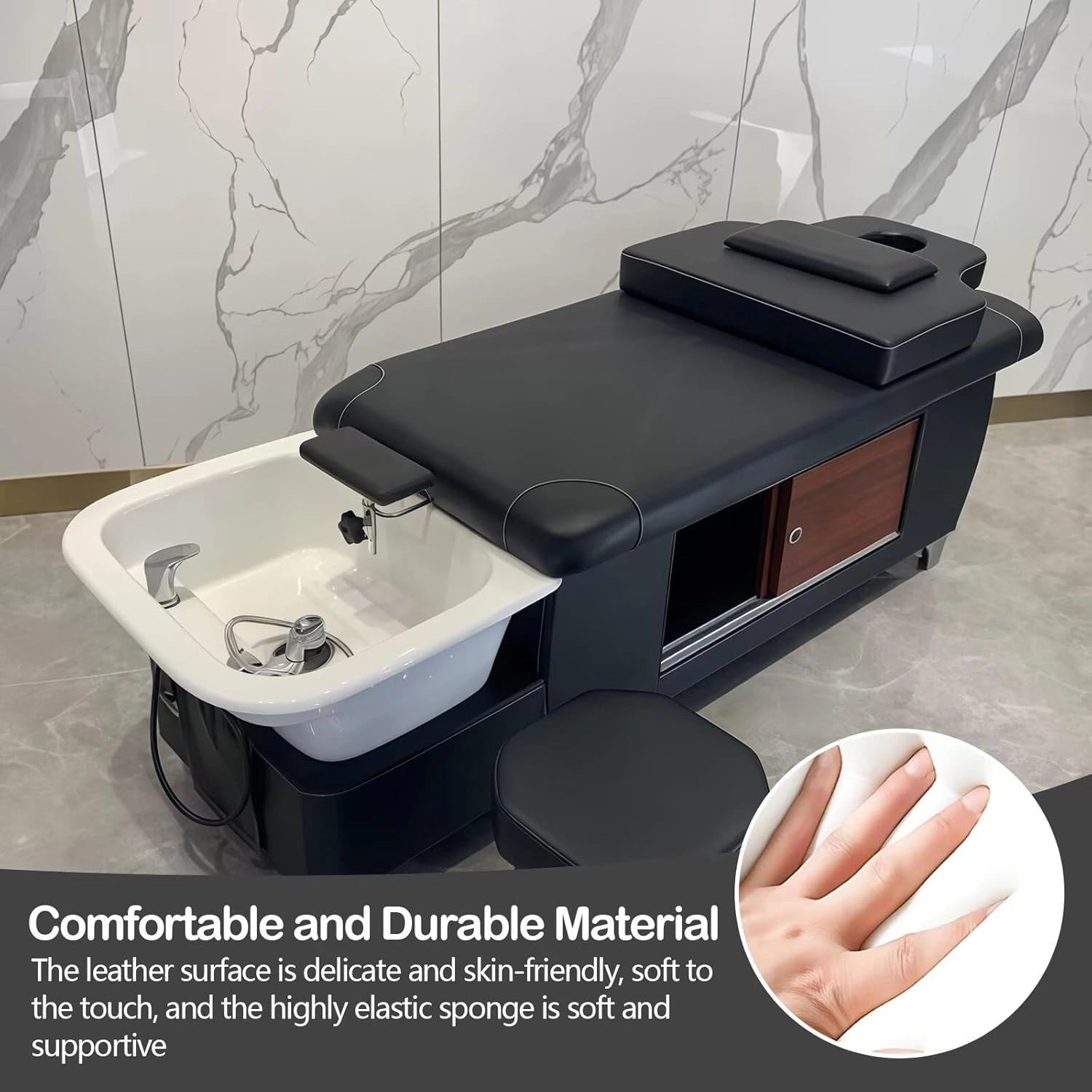 Black Head SPA Shampoo Bed Includes Steam Therapy LXT1080