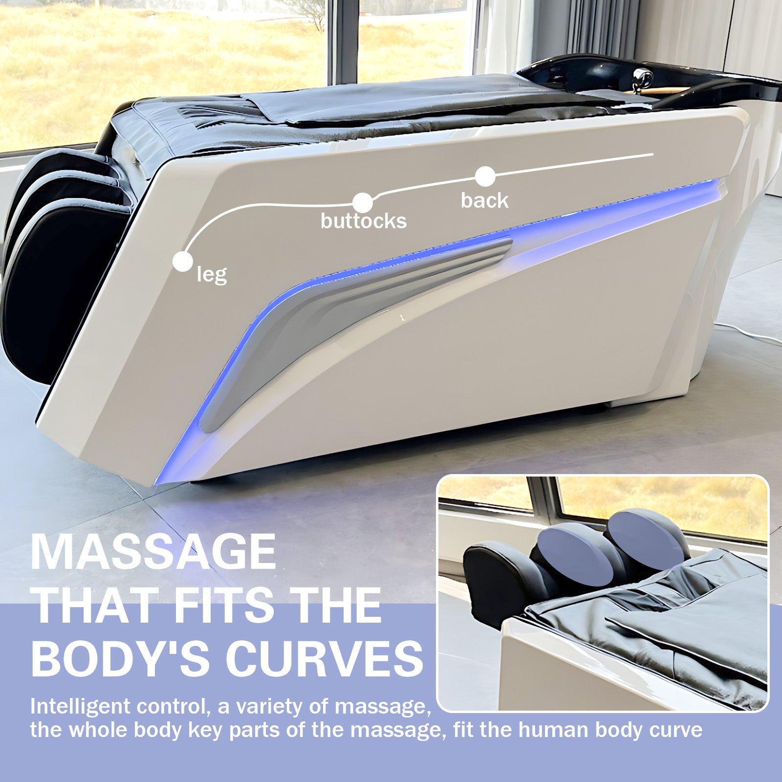 Hair Salon Spa Shampoo Bed with Full-Body Massage & LED Water Cycle Fumigation