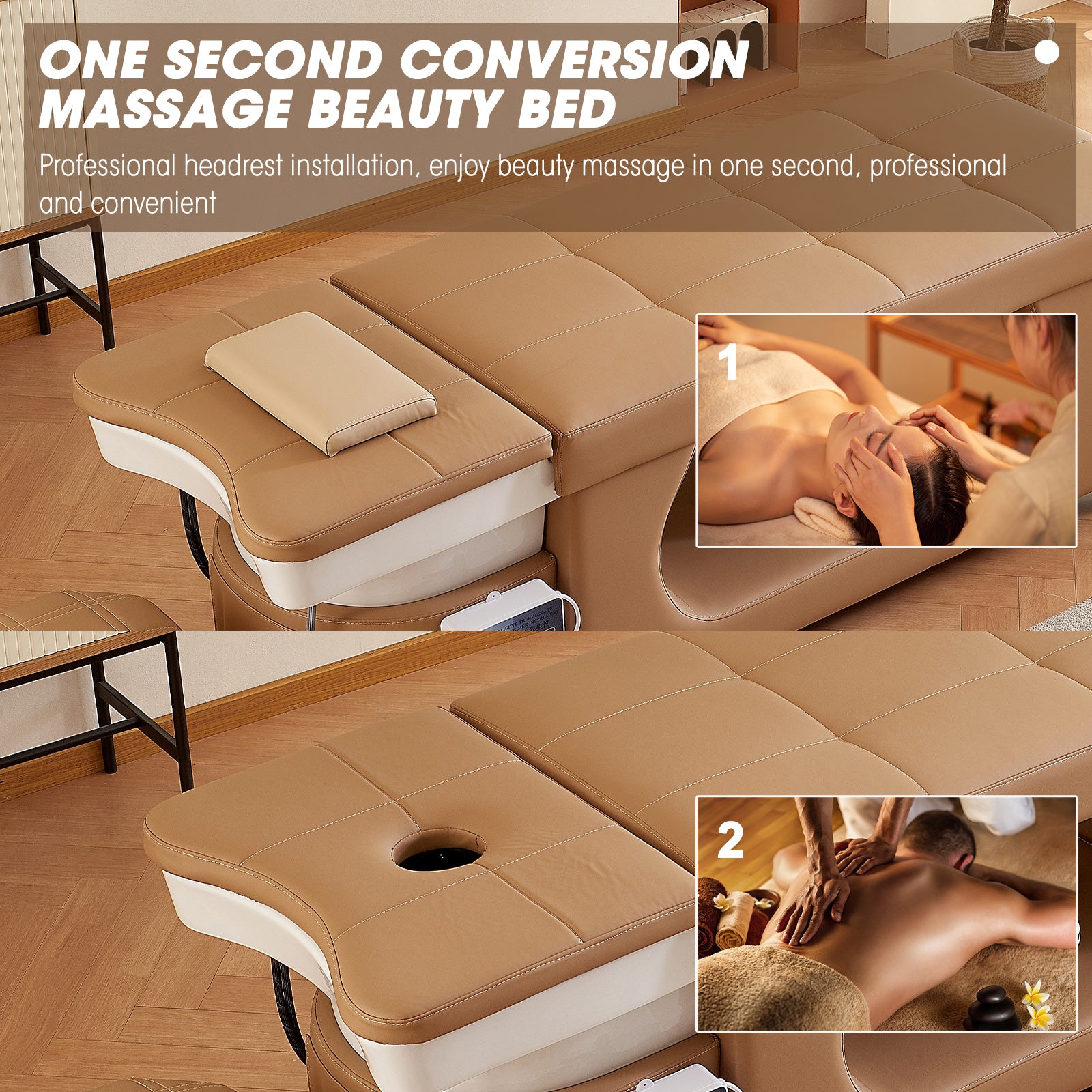 Multifunctional Shampoo Massage Salon Bed with Storage Space Basin and Fumigation