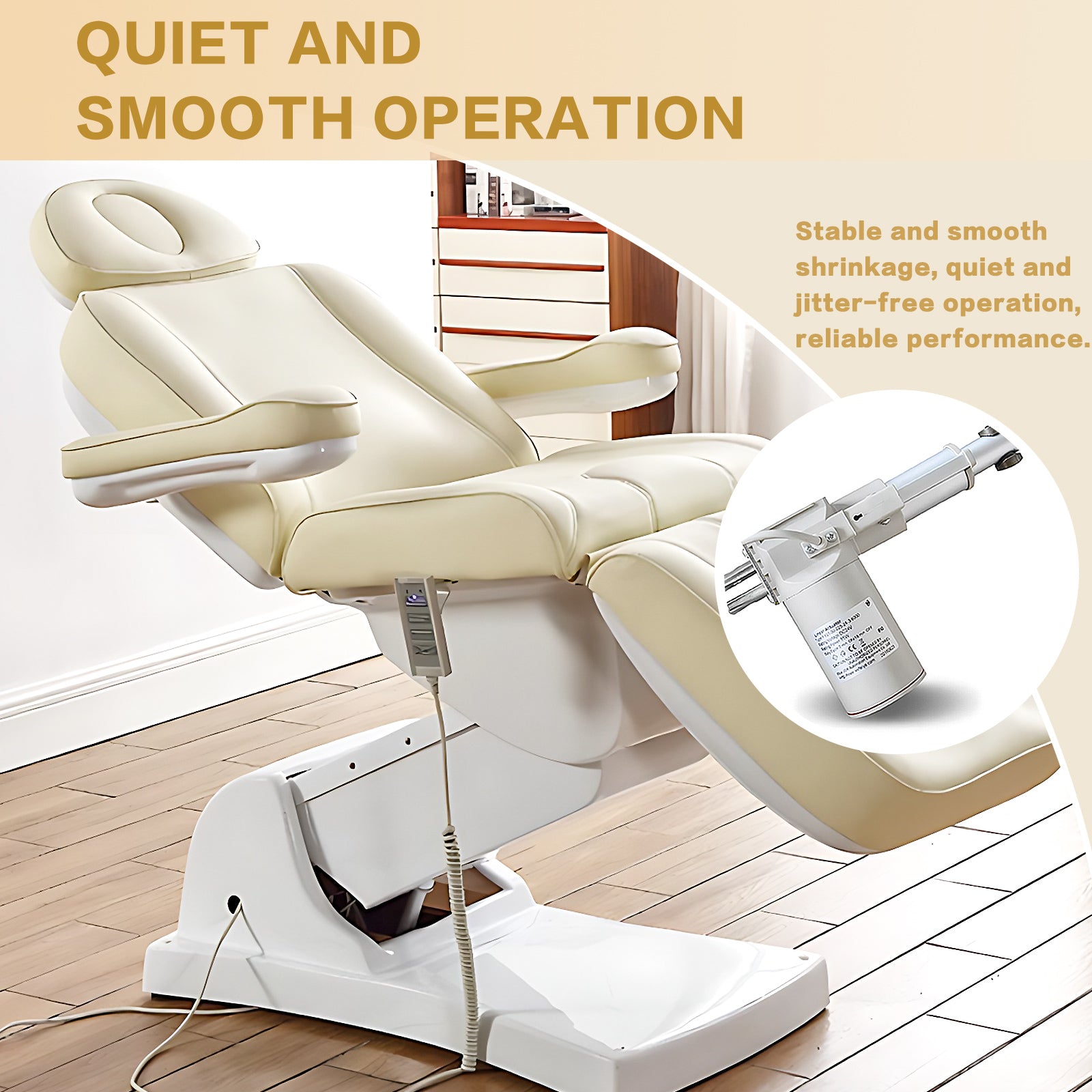 Electric Spa Facial Beauty Chair Multi-angle Adjustment Beige Minimalist Style