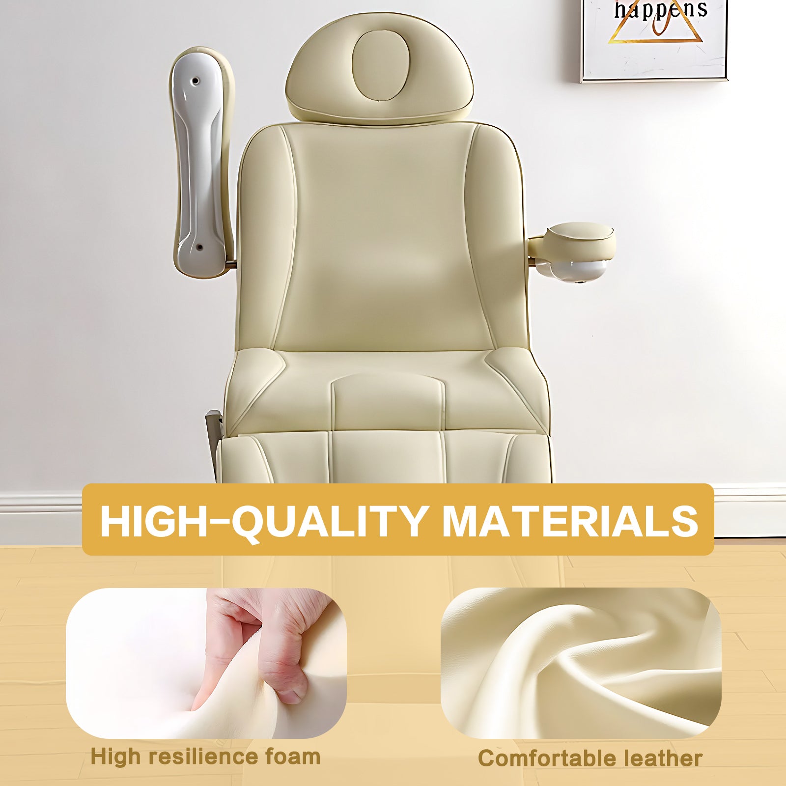 Electric Spa Facial Beauty Chair Multi-angle Adjustment Beige Minimalist Style