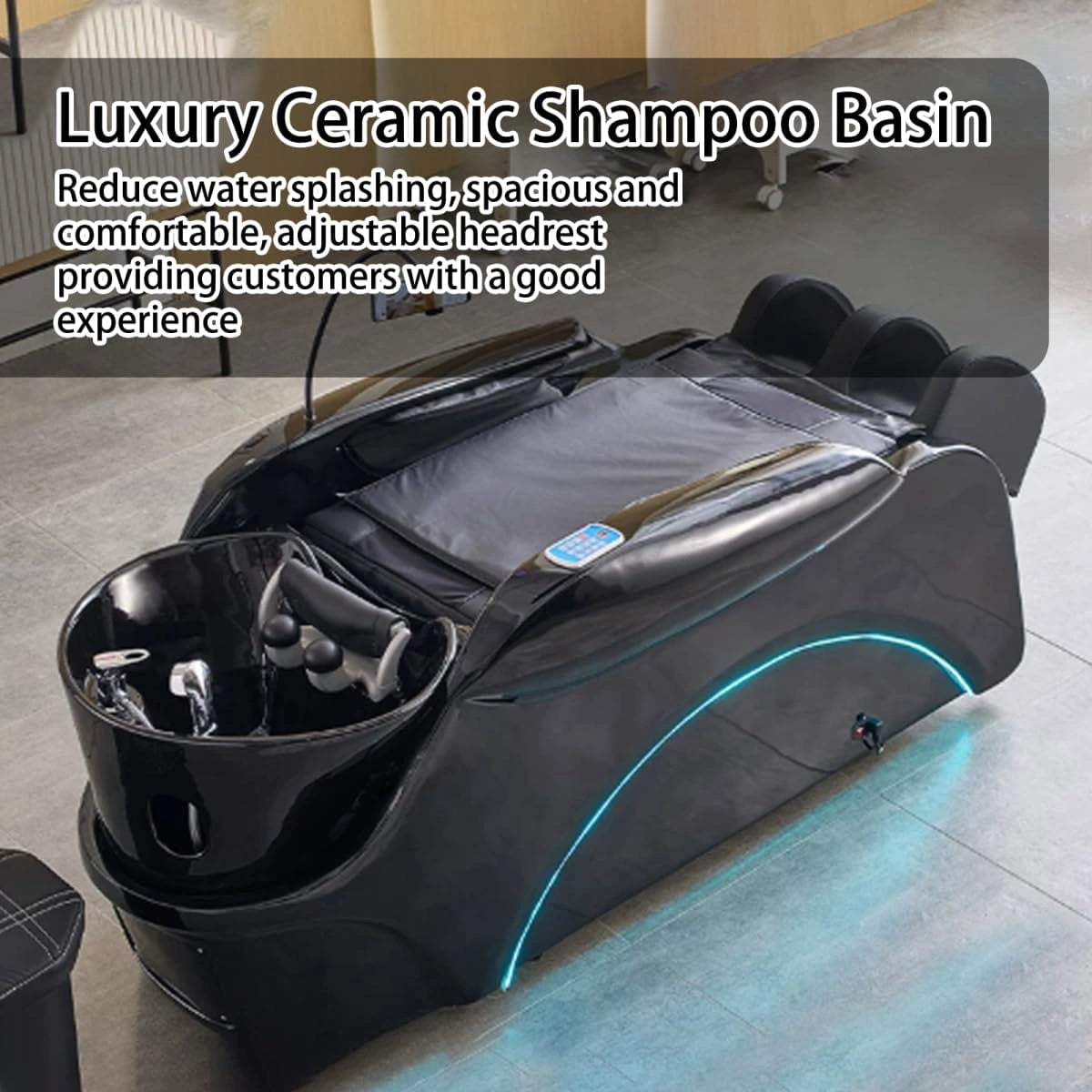Full Body Massage Head Spa Shampoo Bed Sleek Black Appearance LXT1086