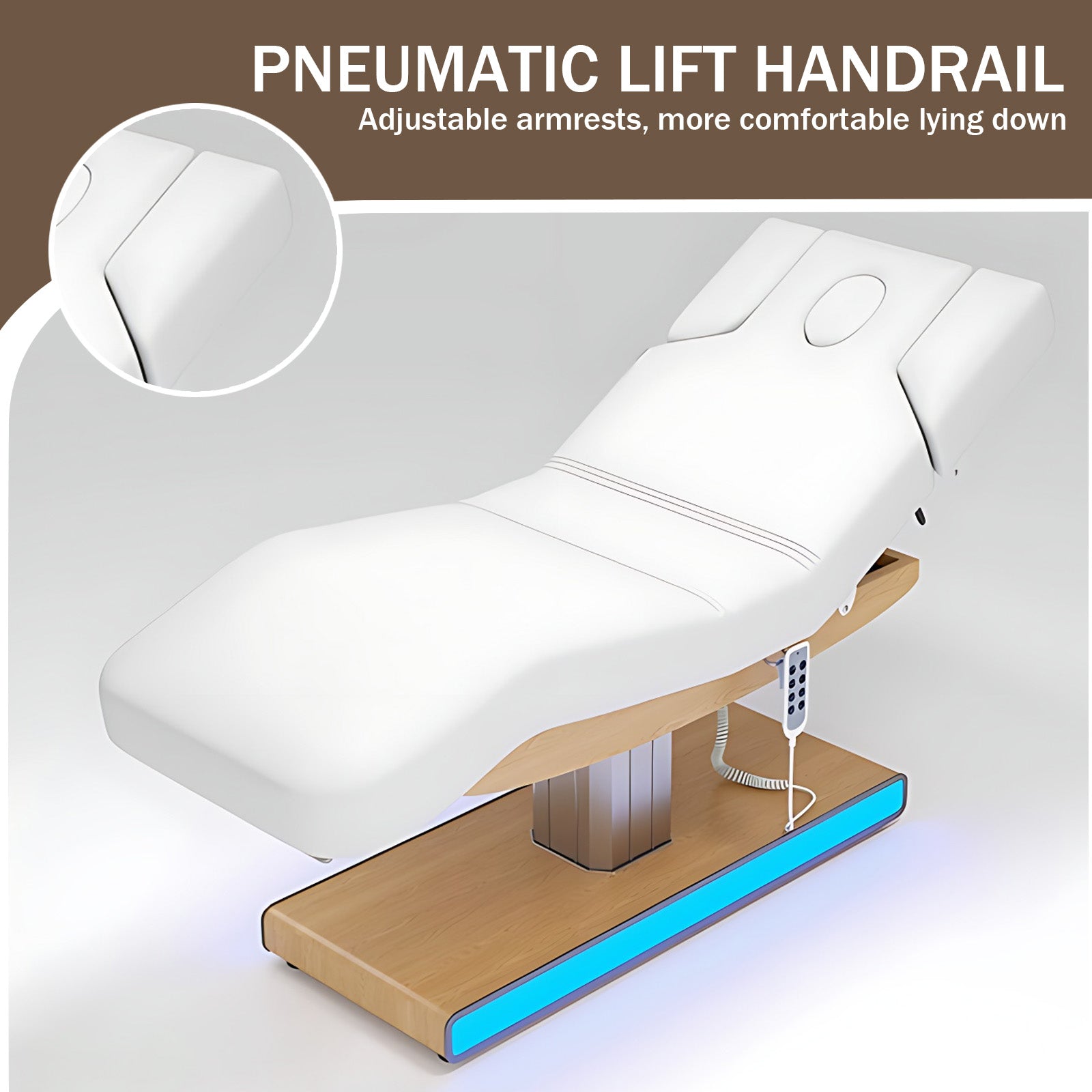 Electric Massage Table Facial Beauty Bed Includes Multi-angle Adjustment LED Light Towel Racks