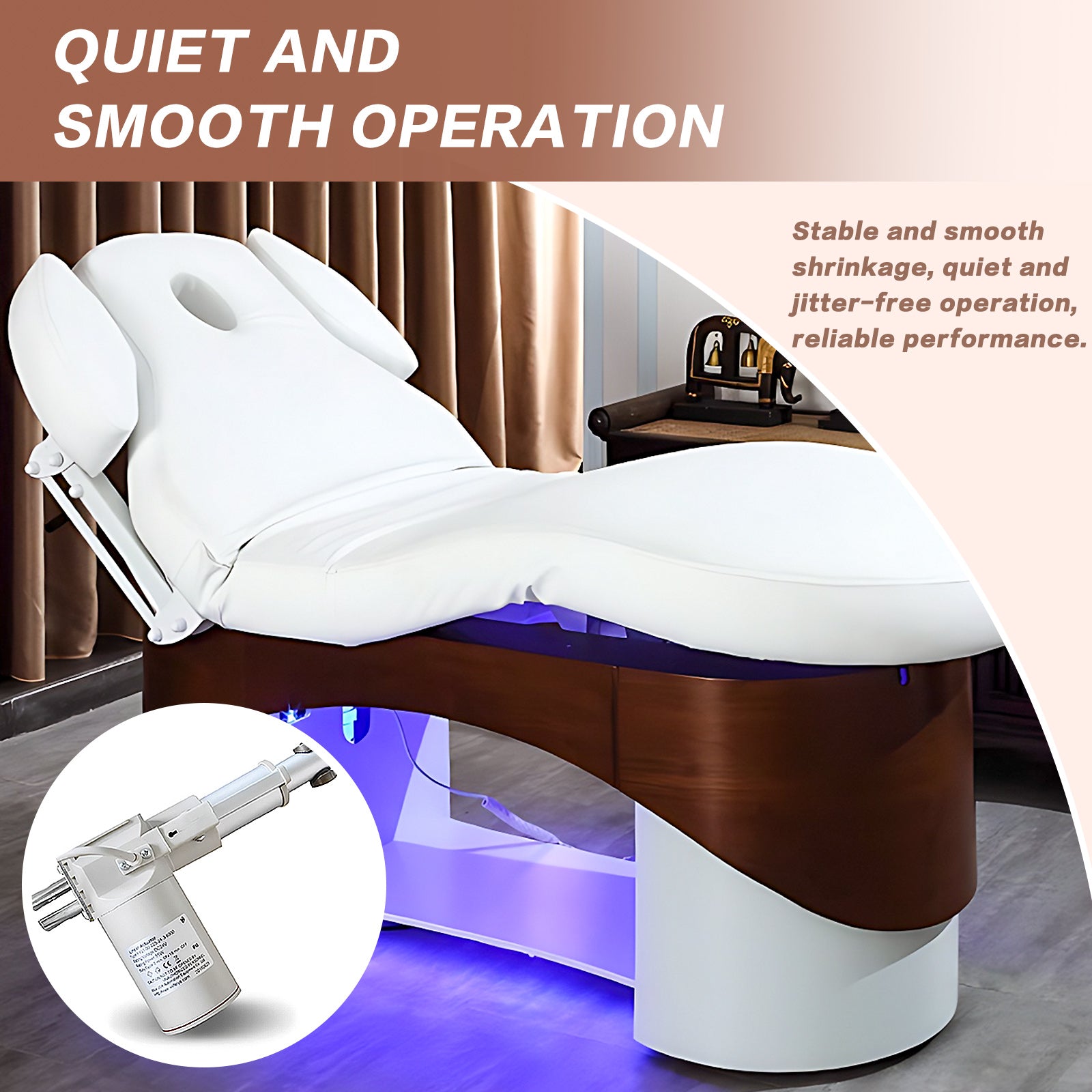 Electric Multi-angle Adjustment Massage Table with White Minimalist Design and LED Light