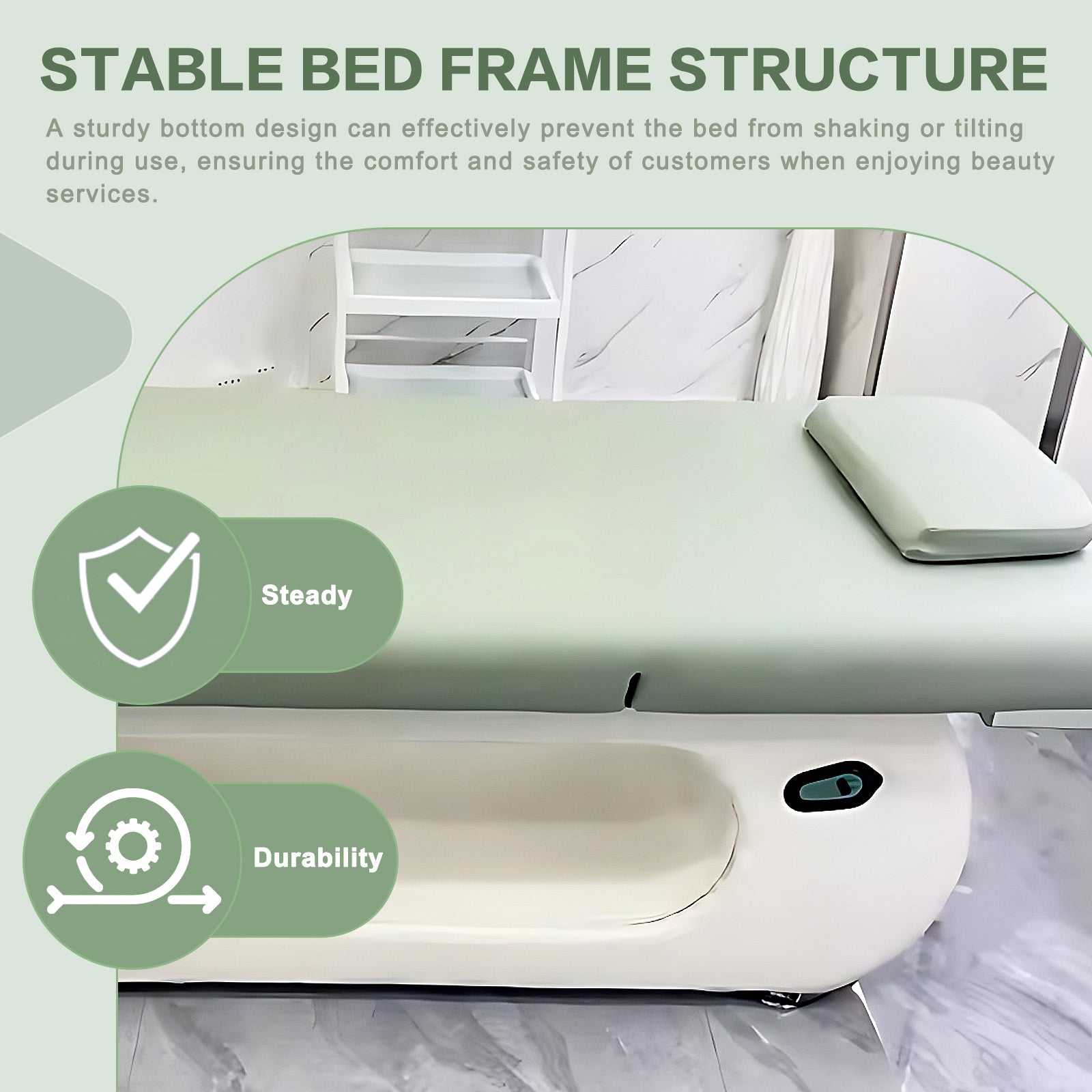 Electric Adjustable Green Massage Table Bed with Storage Space