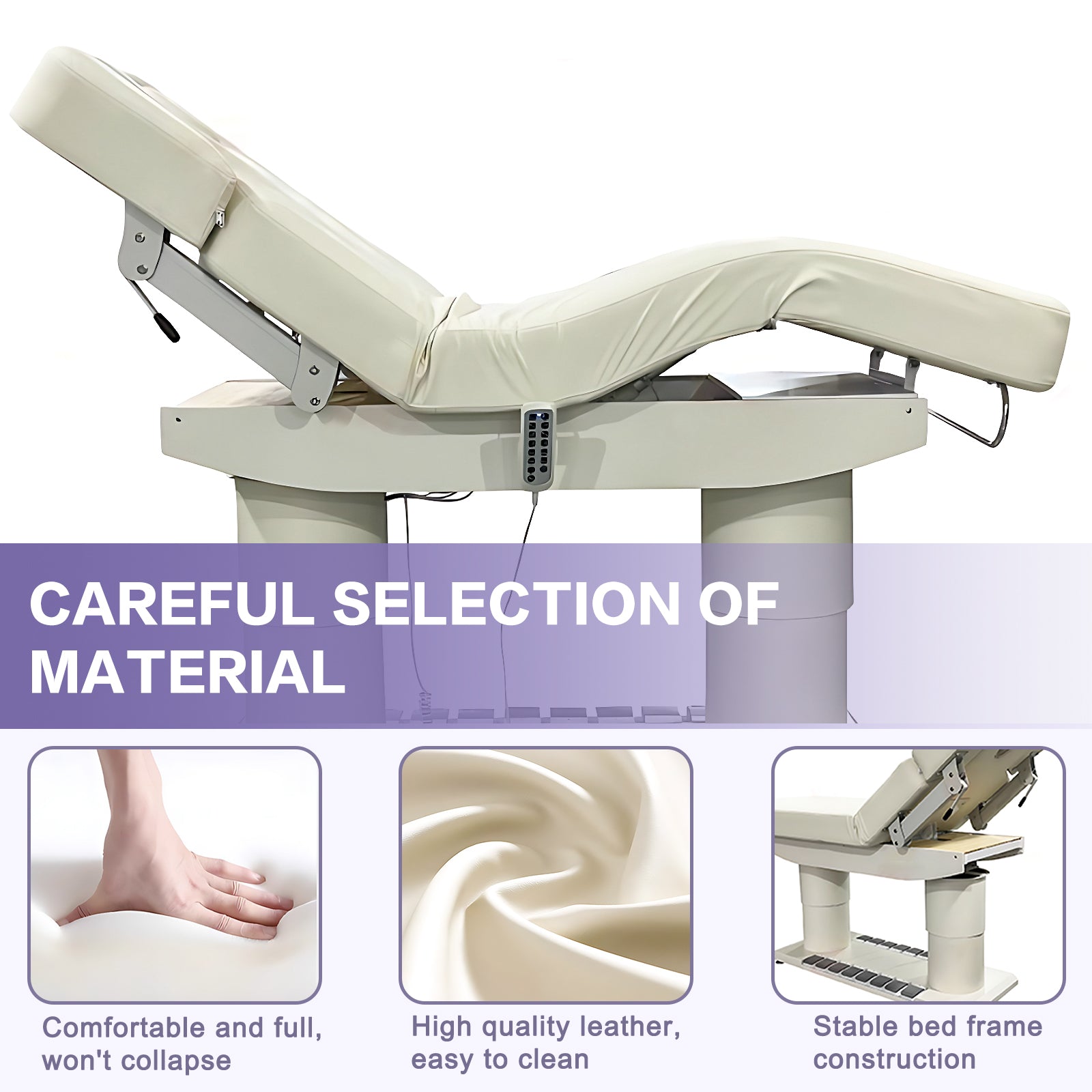 Massage Table Facial Beauty Bed Includes Adjustable Angle and Height Heating Function