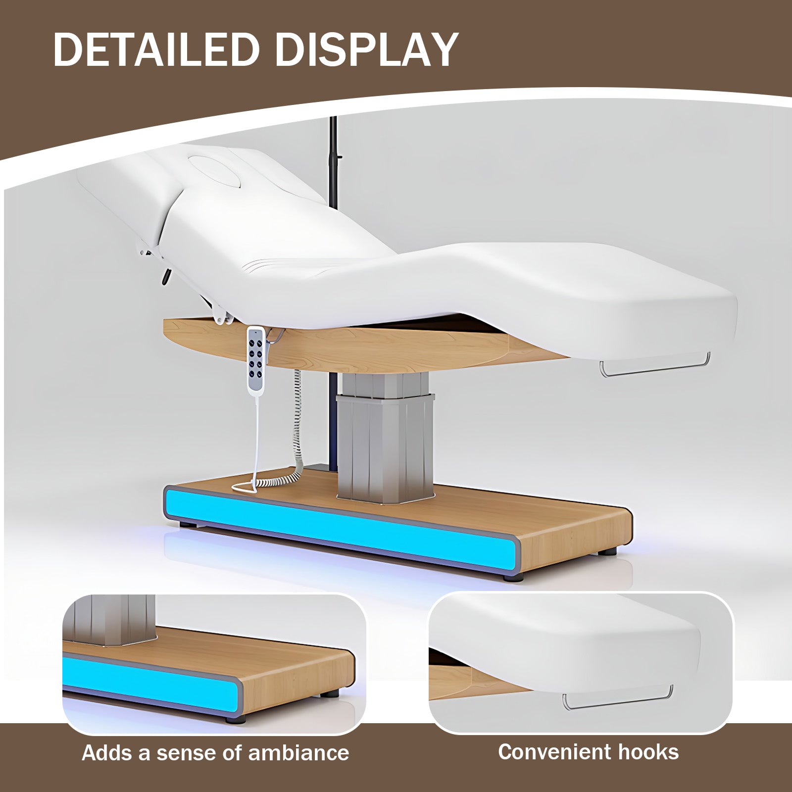 Electric Massage Table Facial Beauty Bed Includes Multi-angle Adjustment LED Light Towel Racks