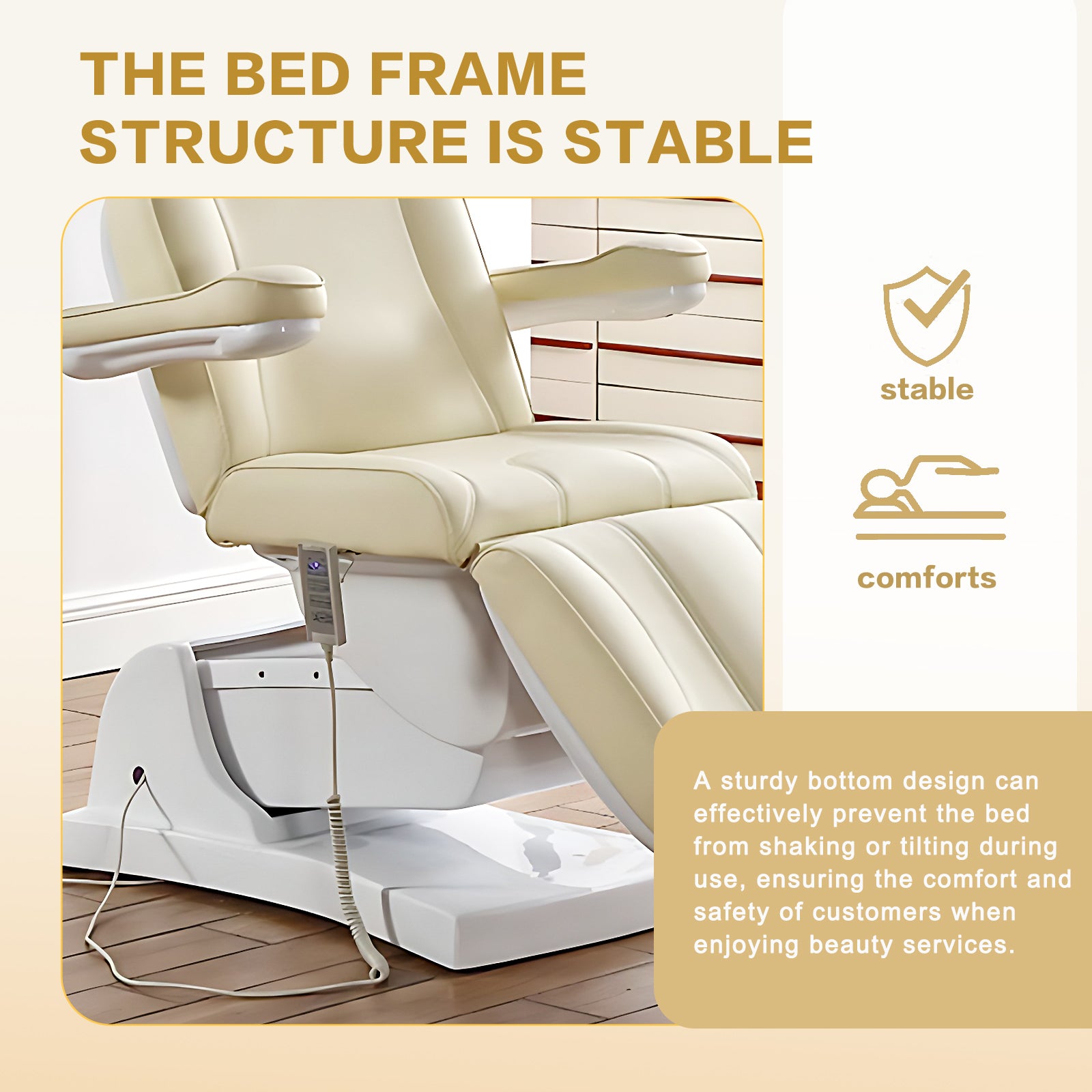 Electric Spa Facial Beauty Chair Multi-angle Adjustment Beige Minimalist Style