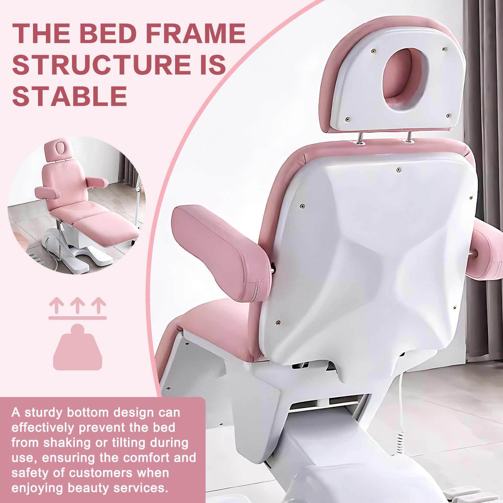 SPA Beauty Facial Chair Multi-Angle Adjustment Smart Operation Pink Style