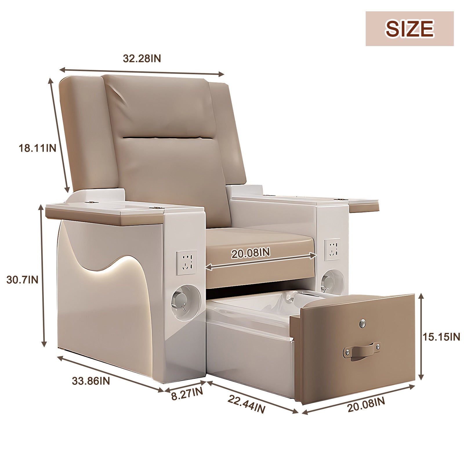 Beauty, Nail Salon, Foot Bath Integrated Spa Chair