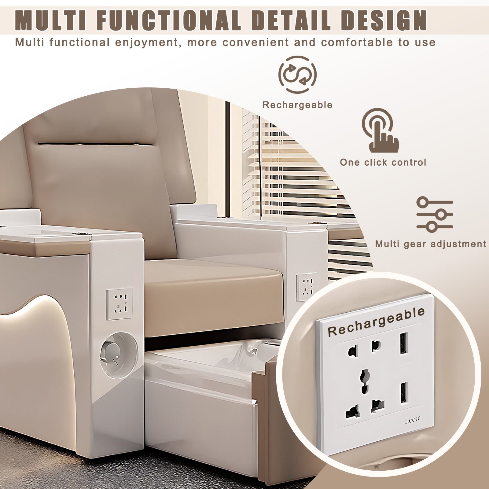 Beauty, Nail Salon, Foot Bath Integrated Spa Chair