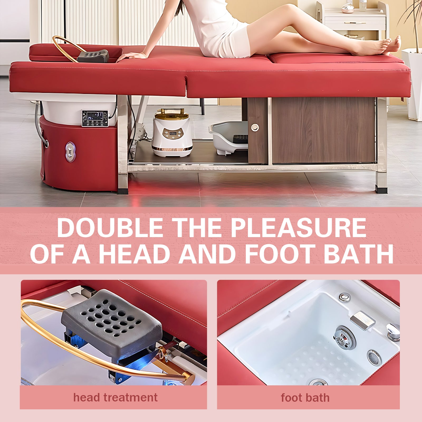 Red Head & Foot Spa Shampoo Bed LXT567