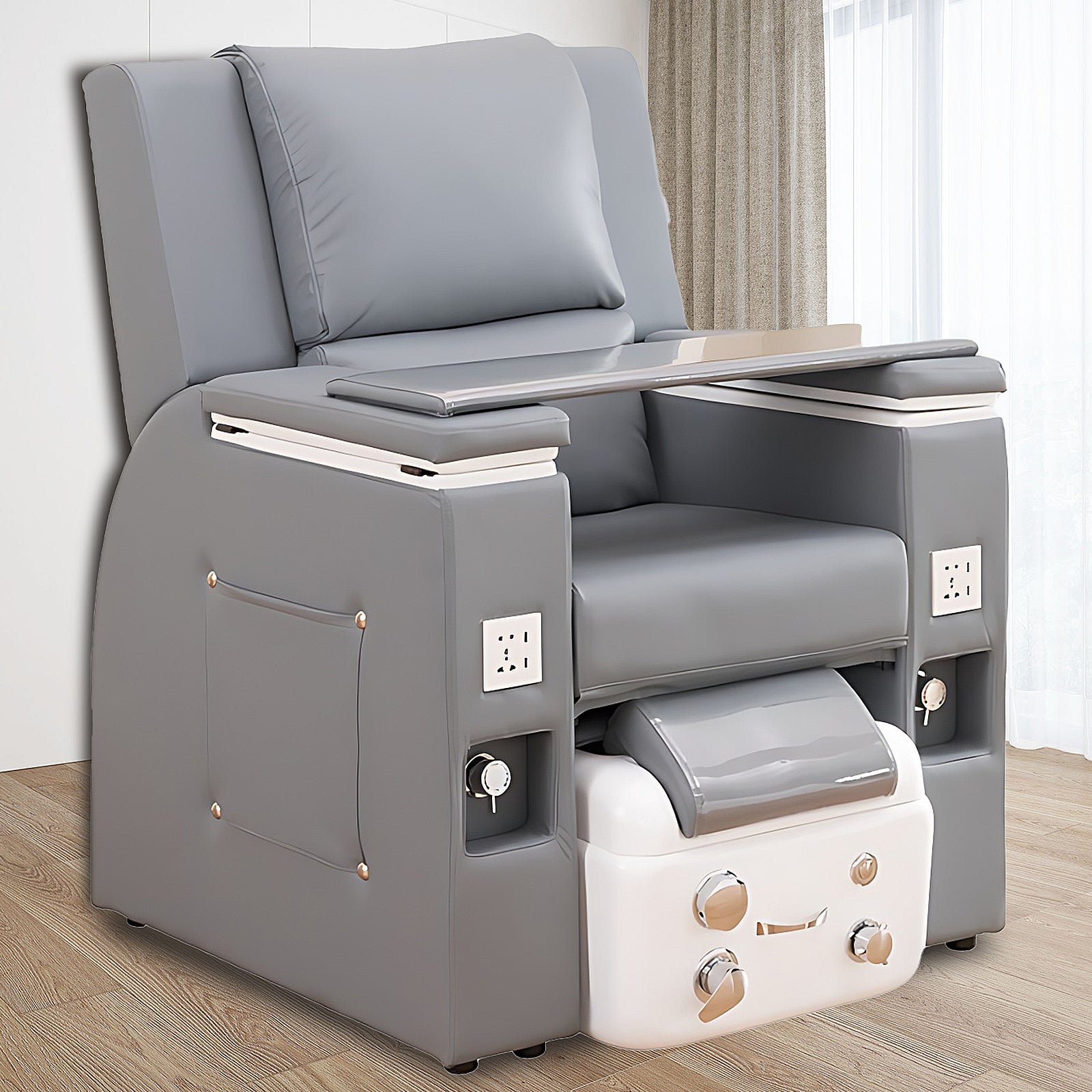 Intelligent Luxury Leather Foot Bath Chair For Beauty Salon