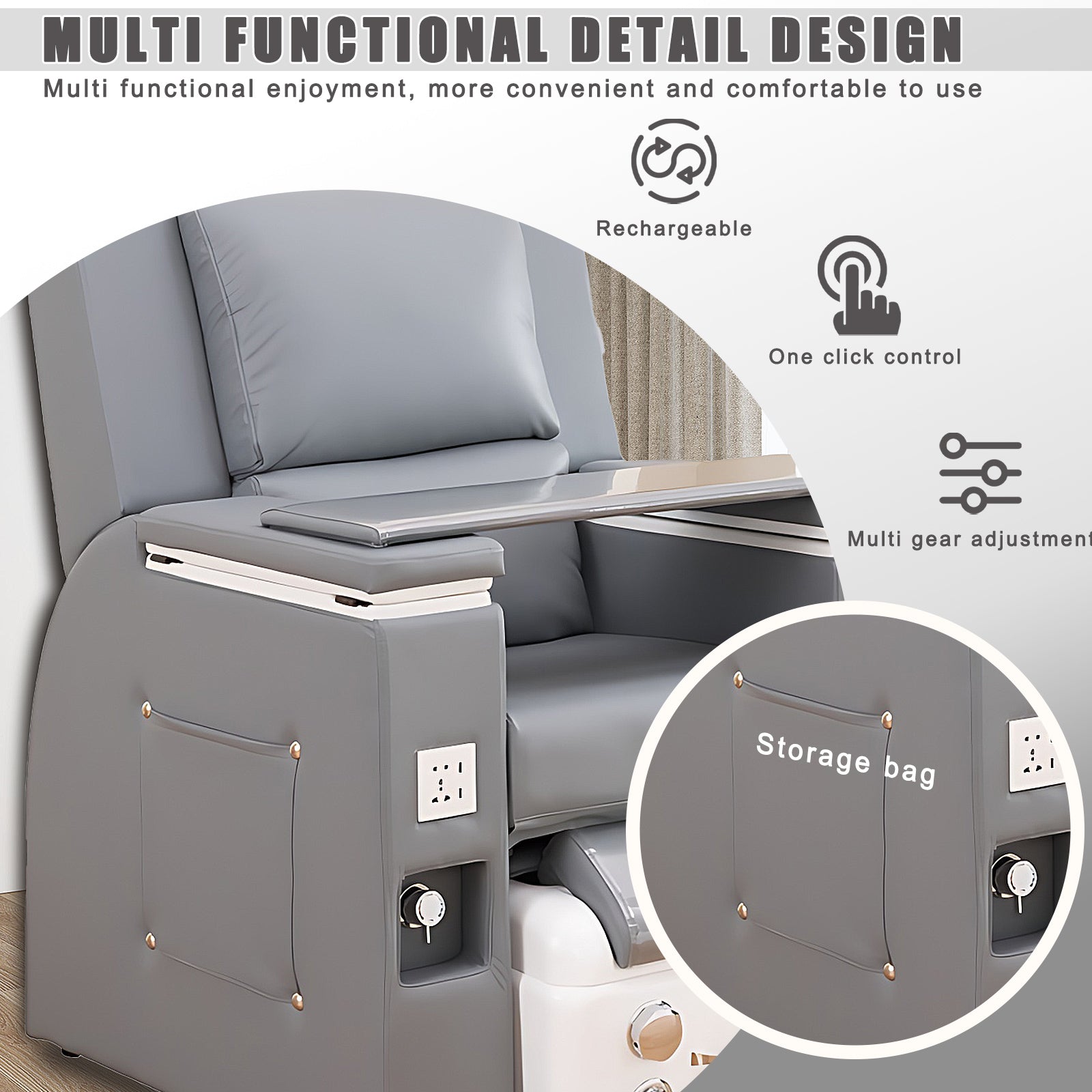 Intelligent Luxury Leather Foot Bath Chair For Beauty Salon