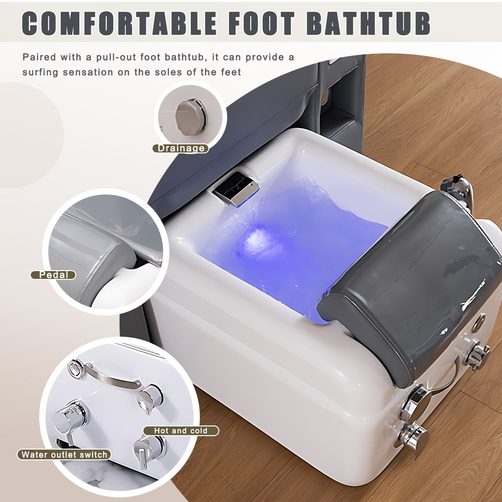 Intelligent Luxury Leather Foot Bath Chair For Beauty Salon