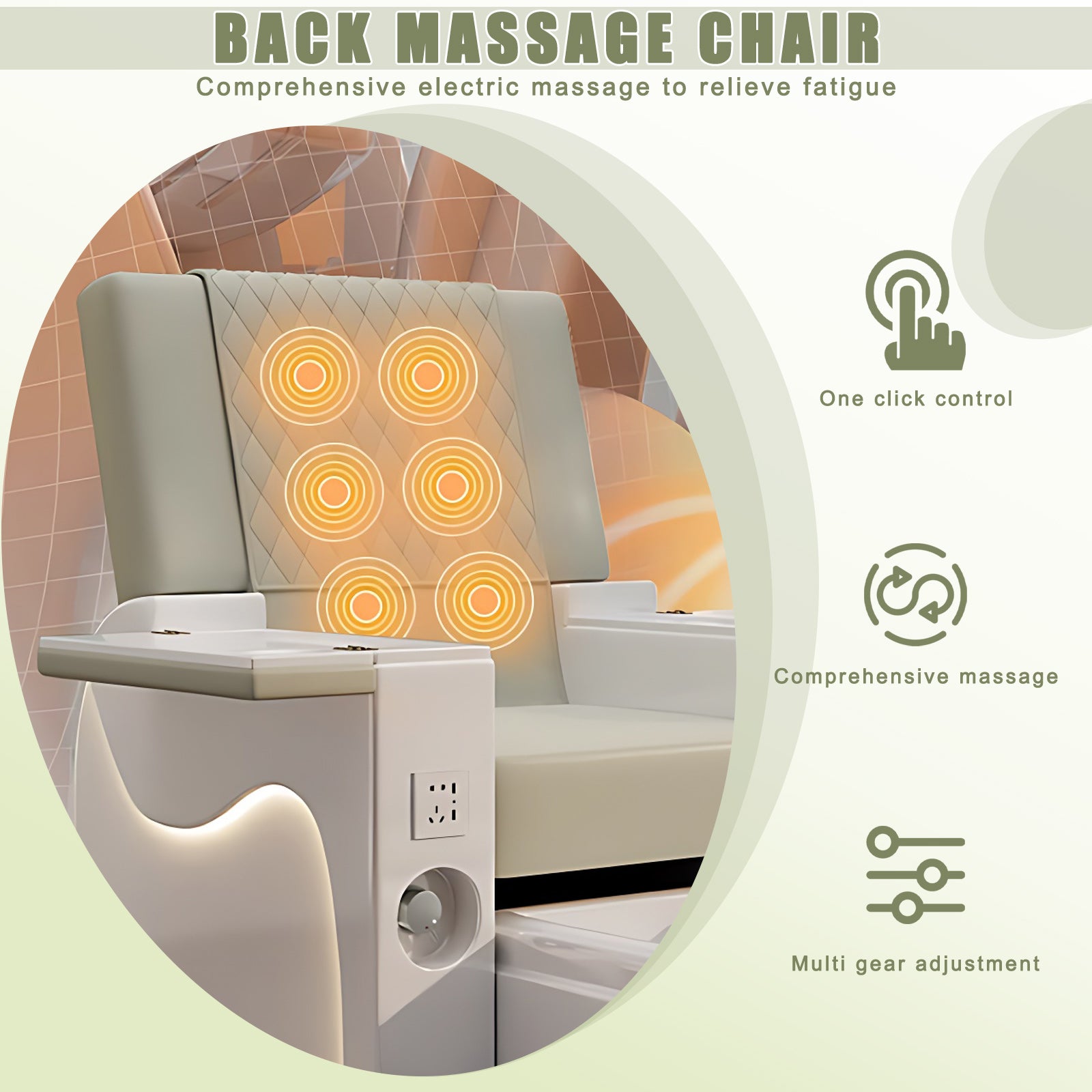 Deluxe Nail Salon Chair with Intelligent Foot Bath Bathtub