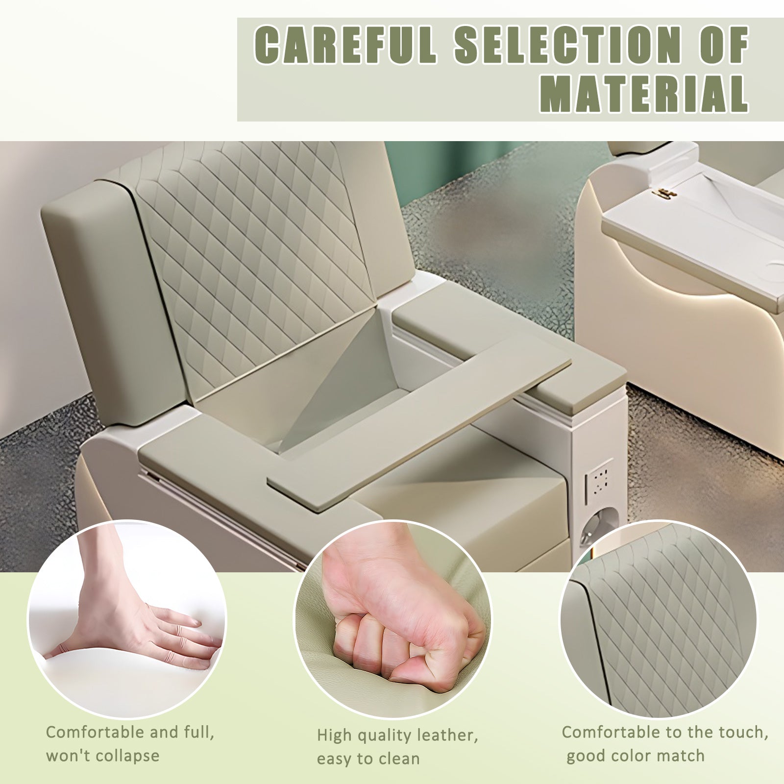 Deluxe Nail Salon Chair with Intelligent Foot Bath Bathtub