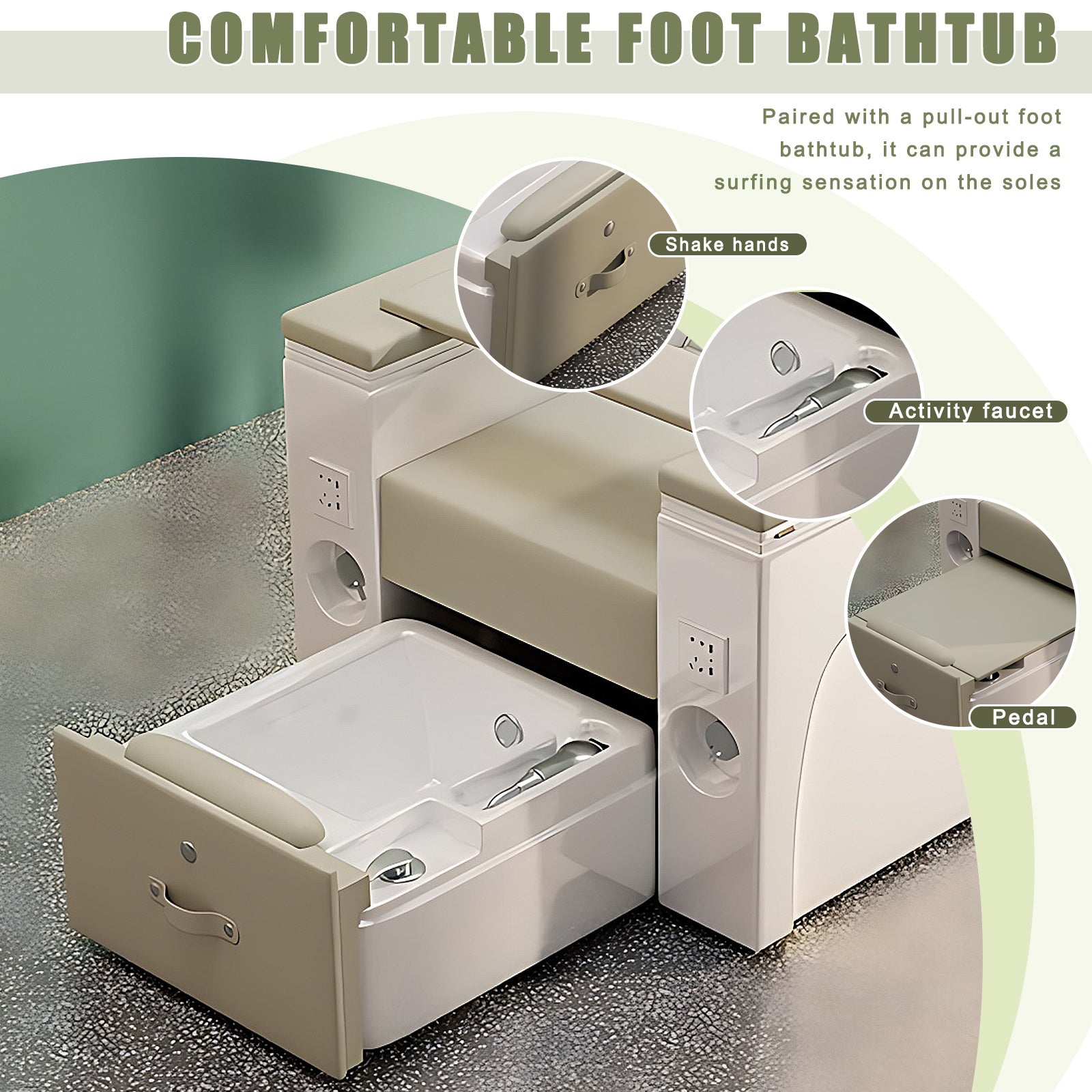 Deluxe Nail Salon Chair with Intelligent Foot Bath Bathtub