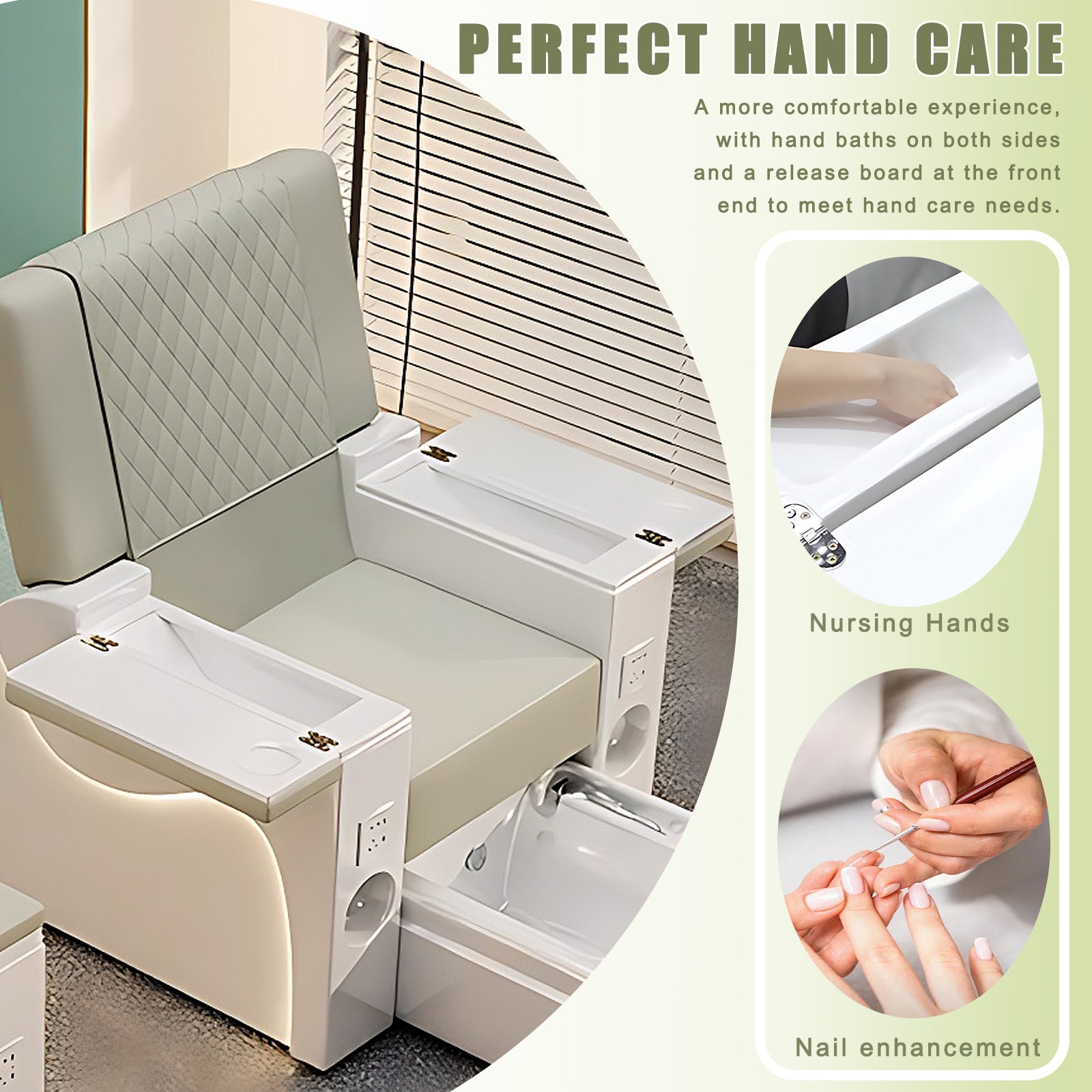 Deluxe Nail Salon Chair with Intelligent Foot Bath Bathtub