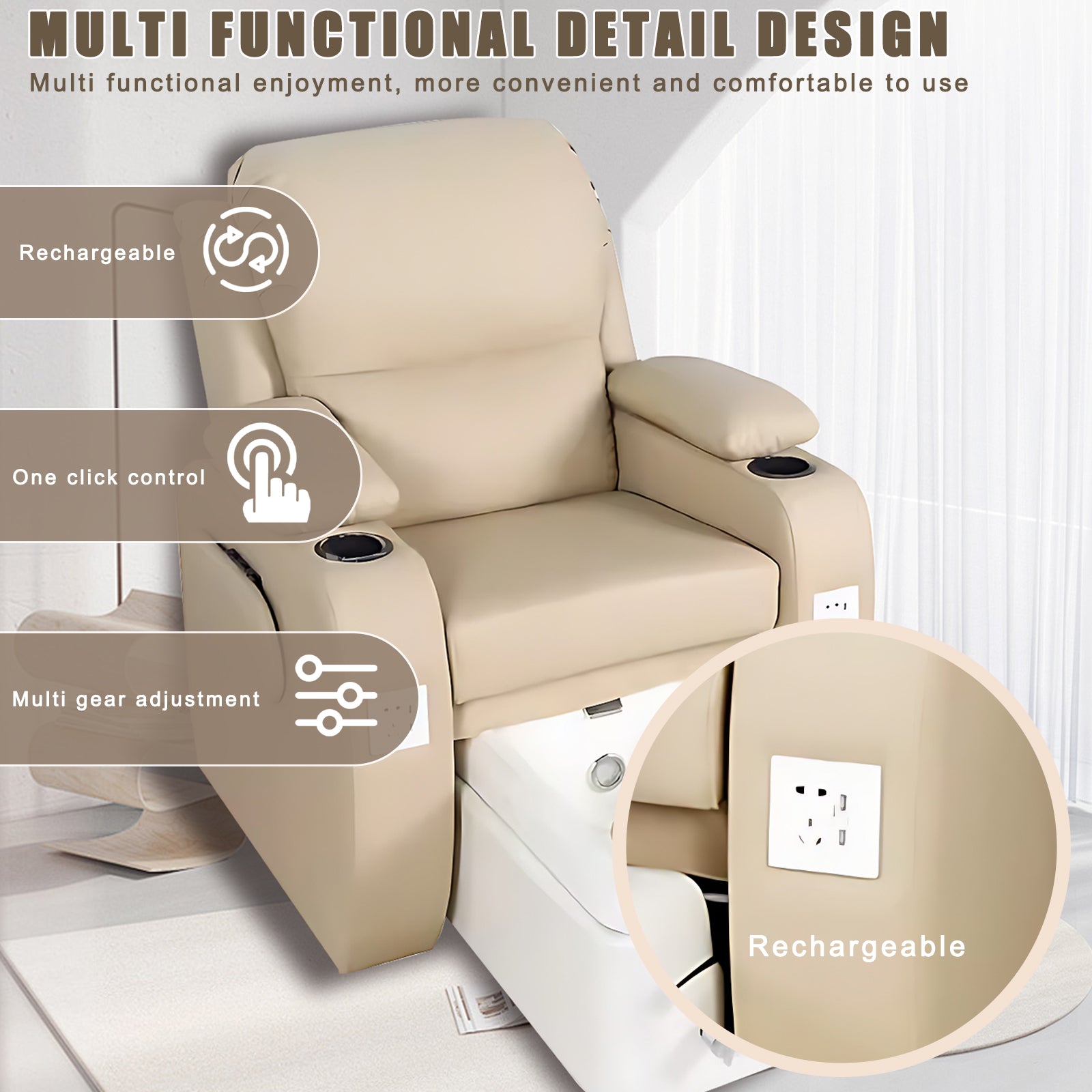 Multi Functional Intelligent Spa Chair with Nail Board In Nail Salon