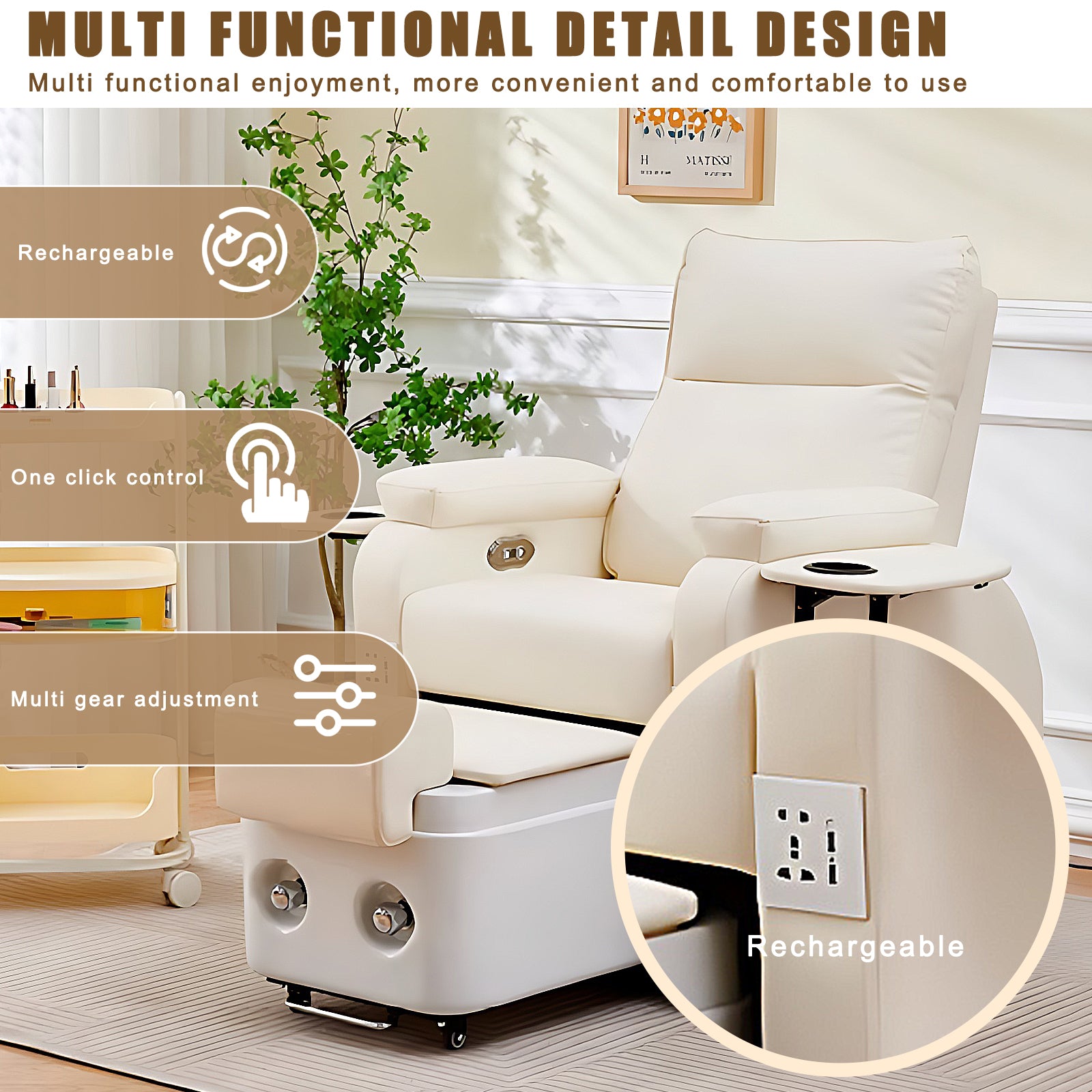 Electric Adjustable Beauty Foot Bath Foot Massage Nail Salon Chair