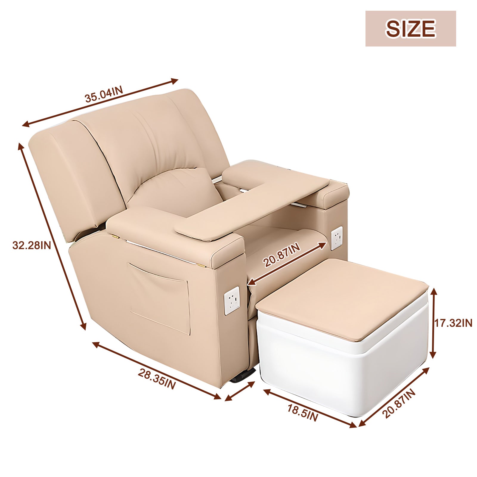 Nail Spa Chair, Electric Massage Foot Massage Lounge Chair