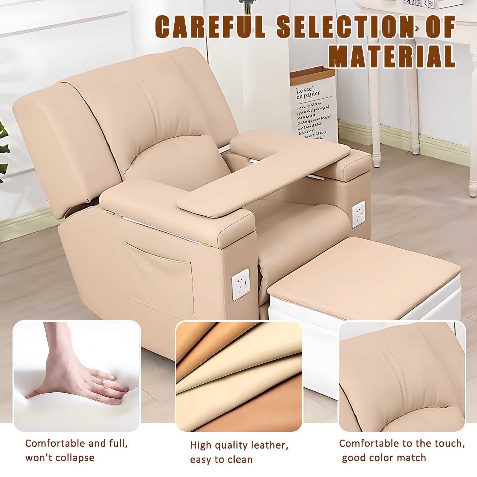 Nail Spa Chair, Electric Massage Foot Massage Lounge Chair