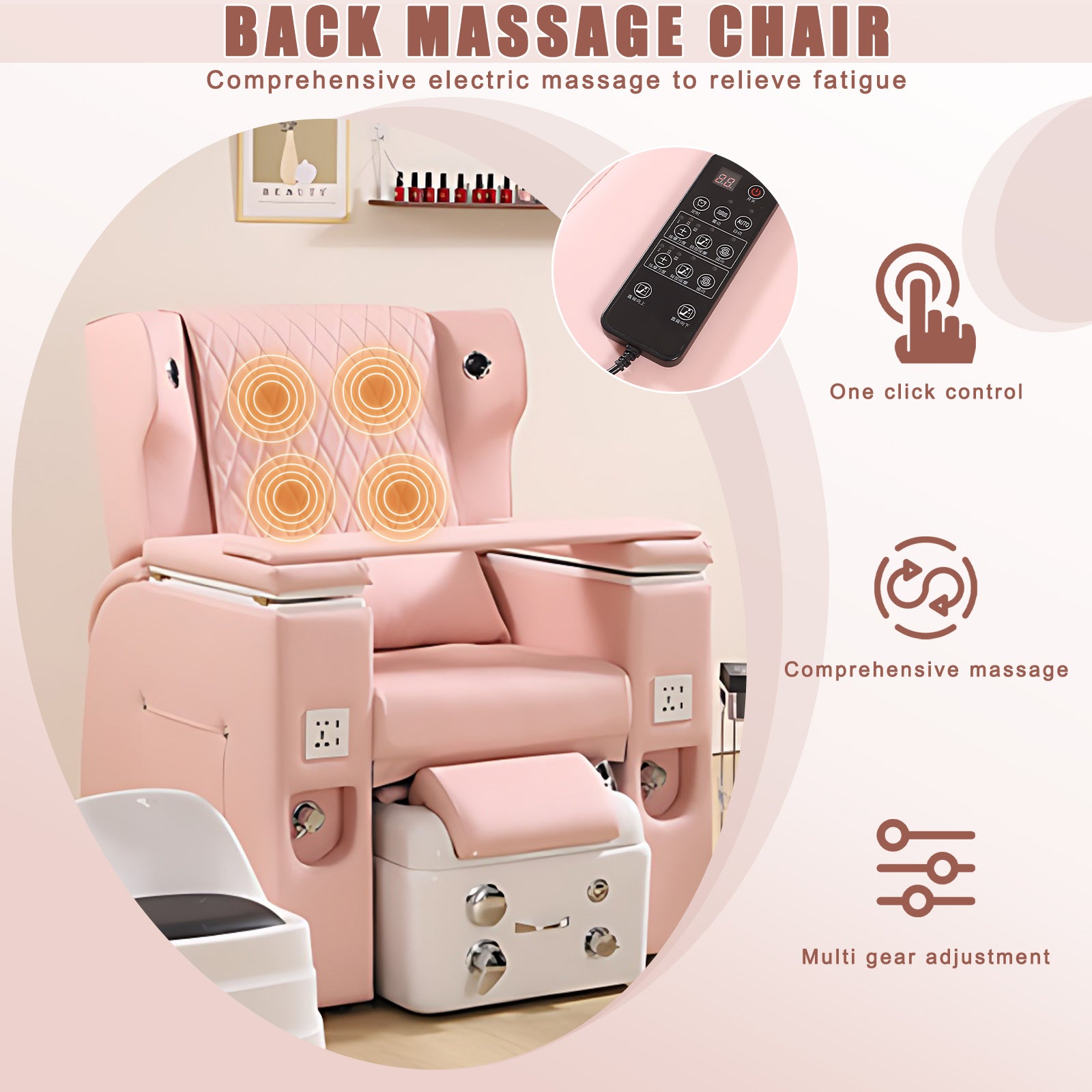 Pink Intelligent Multifunctional Massage Foot Spa Chair