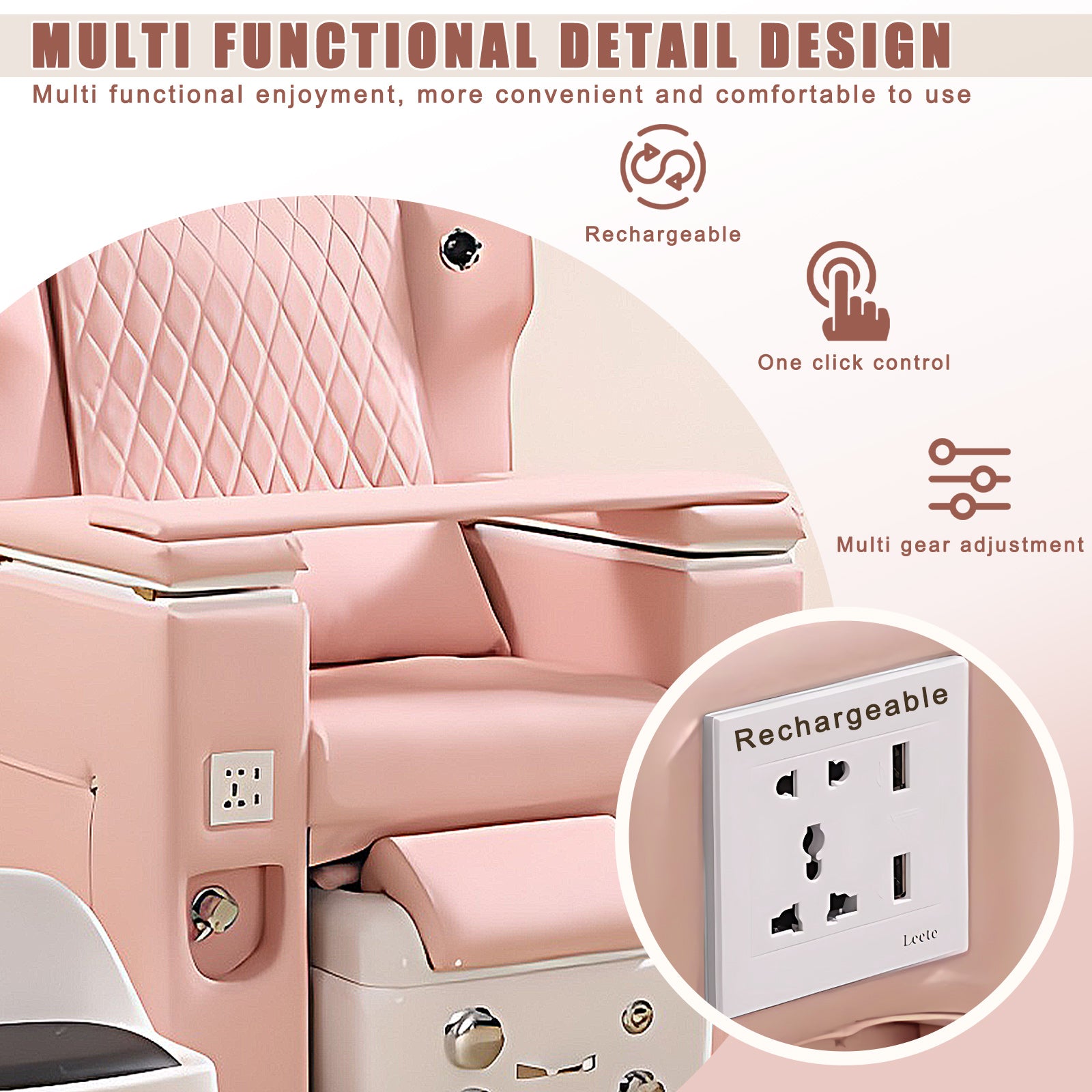 Pink Intelligent Multifunctional Massage Foot Spa Chair