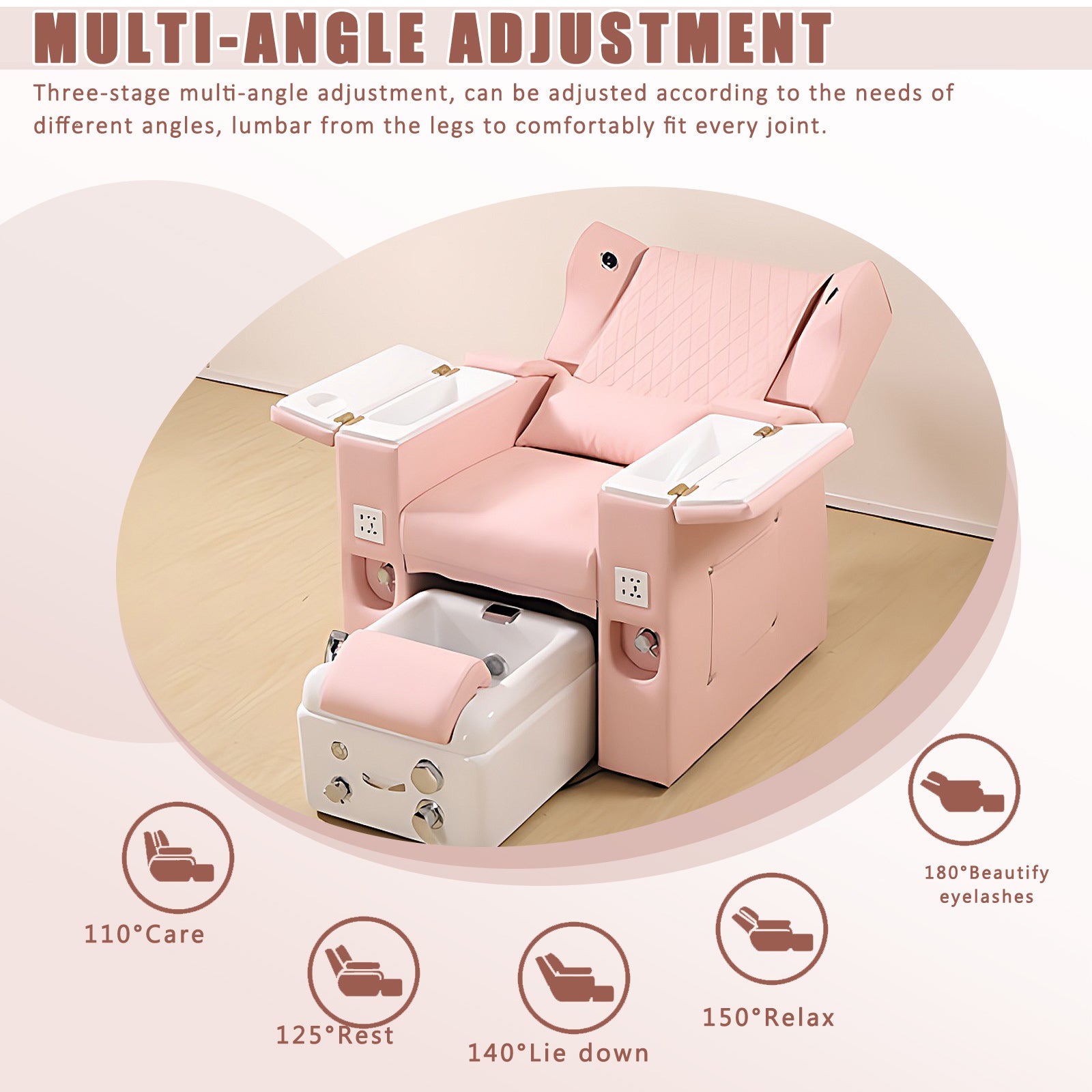 Pink Intelligent Multifunctional Massage Foot Spa Chair