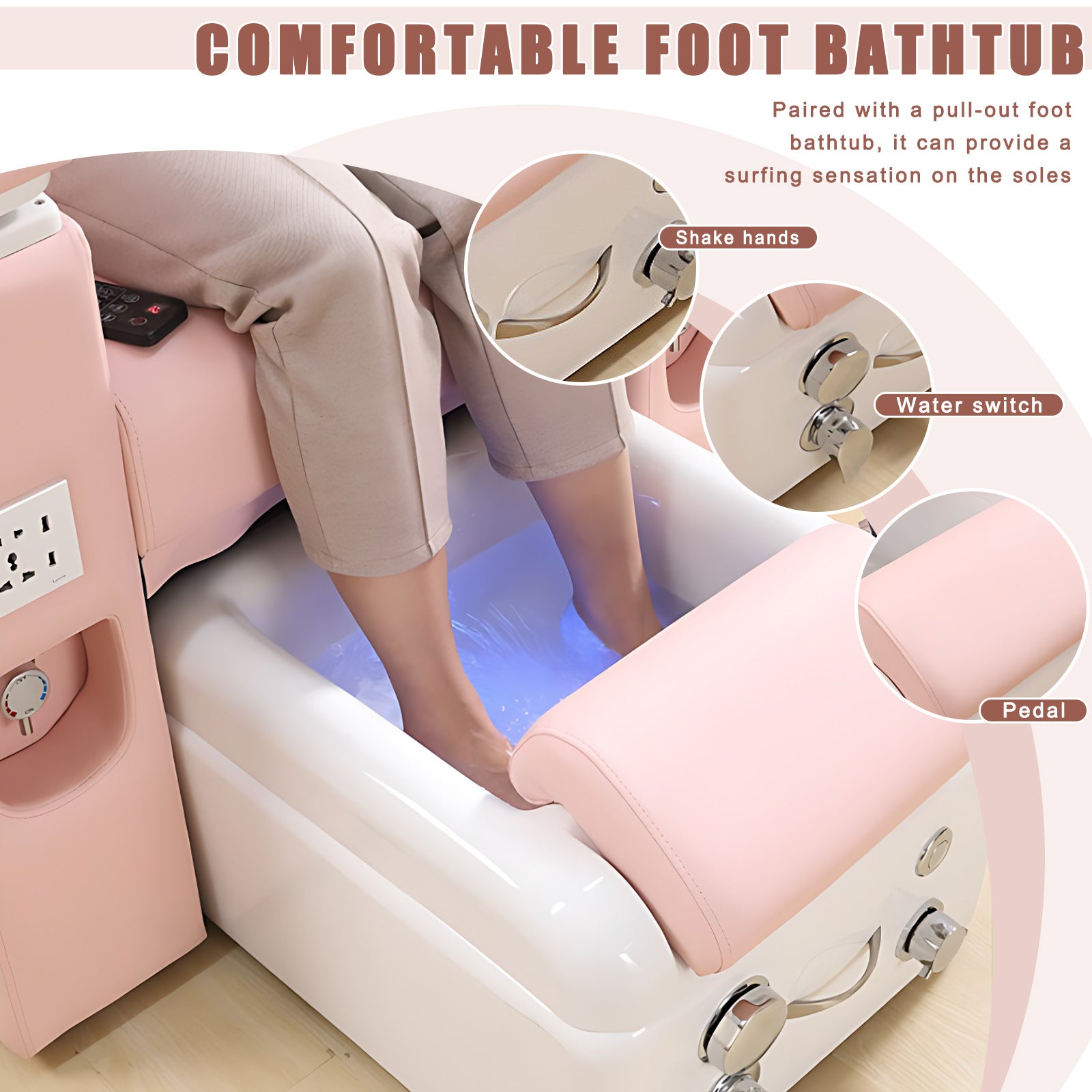 Pink Intelligent Multifunctional Massage Foot Spa Chair