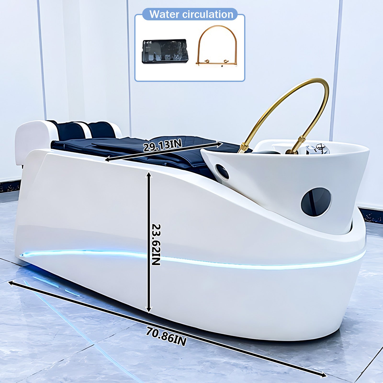 Head Spa Bed Includes Smart Full Body Massage with LED Water Cycle and Fumigation