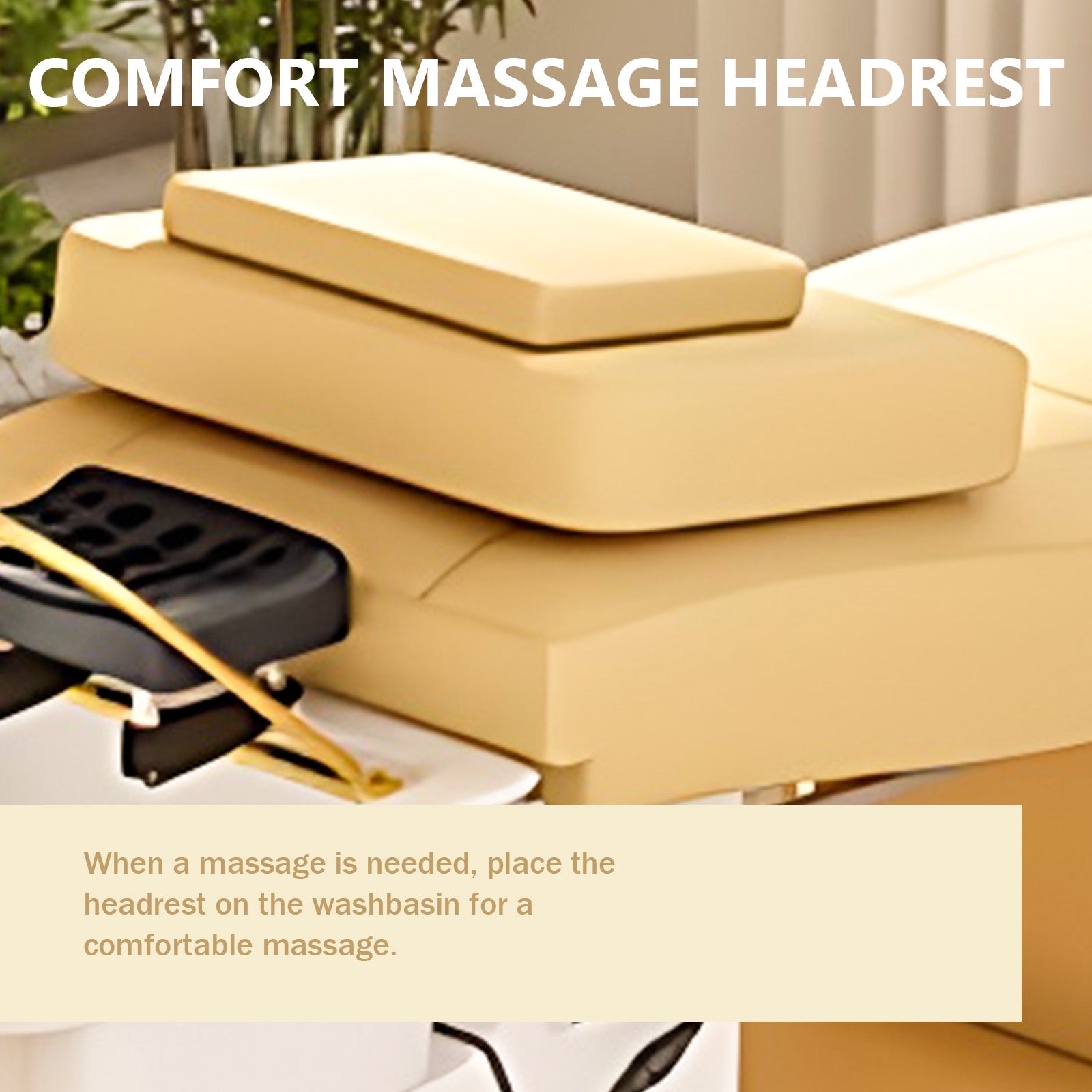 Hair Spa Bed with Warm Yellow S-Curve Design Includes Water Cycle Fumigation