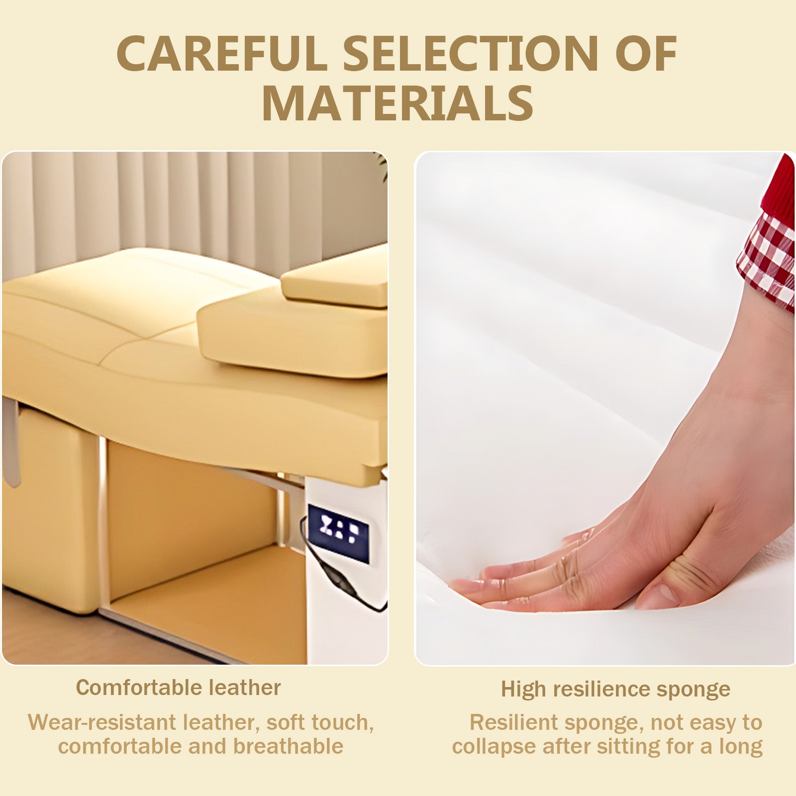 Hair Spa Bed with Warm Yellow S-Curve Design Includes Water Cycle Fumigation