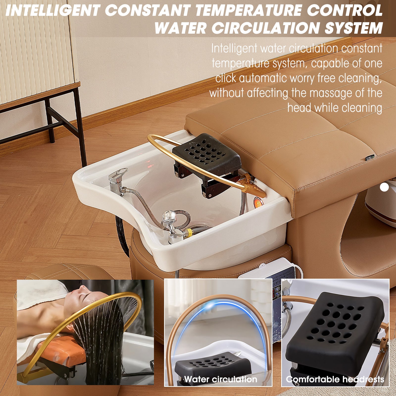 Multifunctional Shampoo Massage Salon Bed with Storage Space Basin and Fumigation